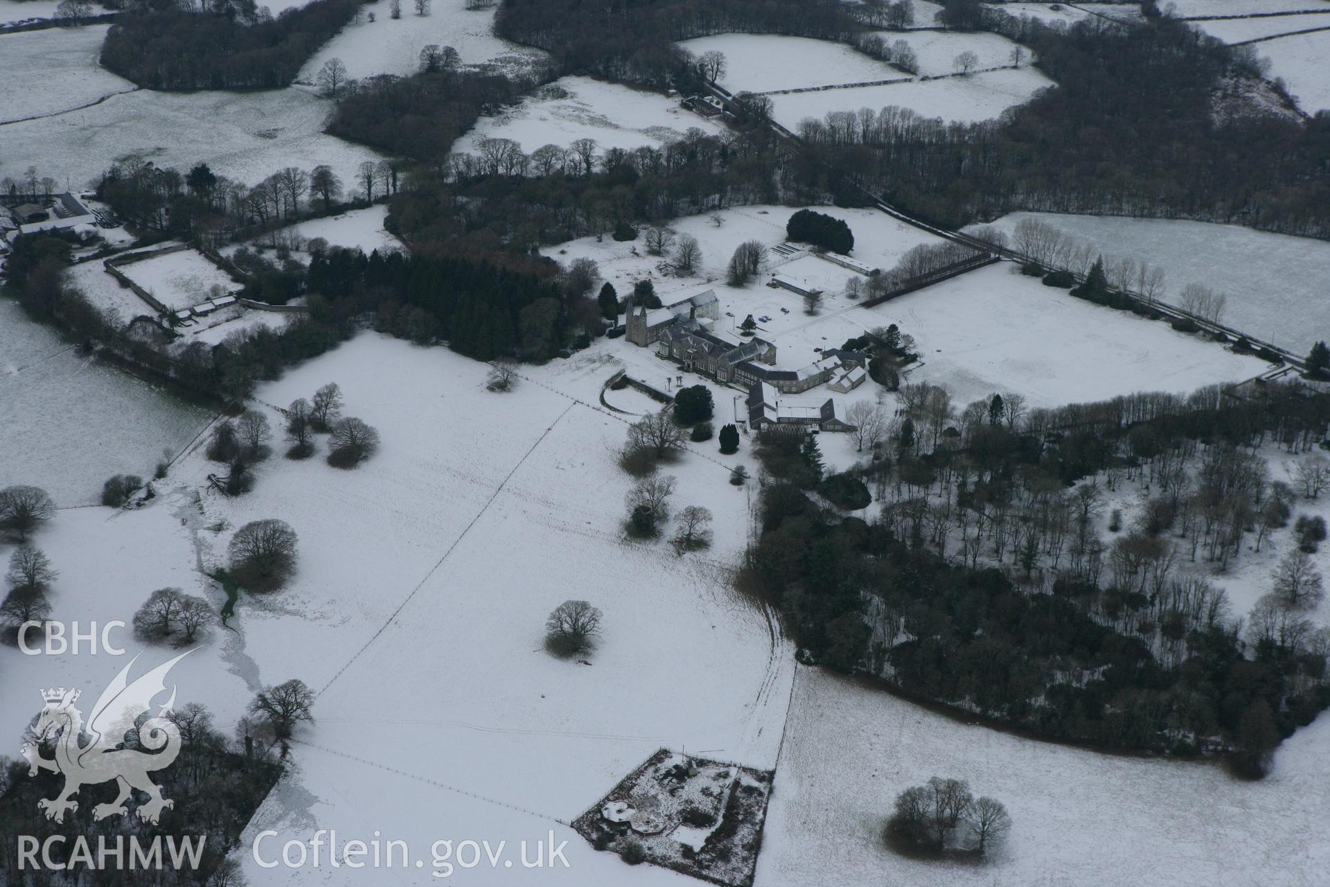 RCAHMW colour oblique photograph of Highmead, country house garden, Llanybydder. Taken by Toby Driver on 02/12/2010.