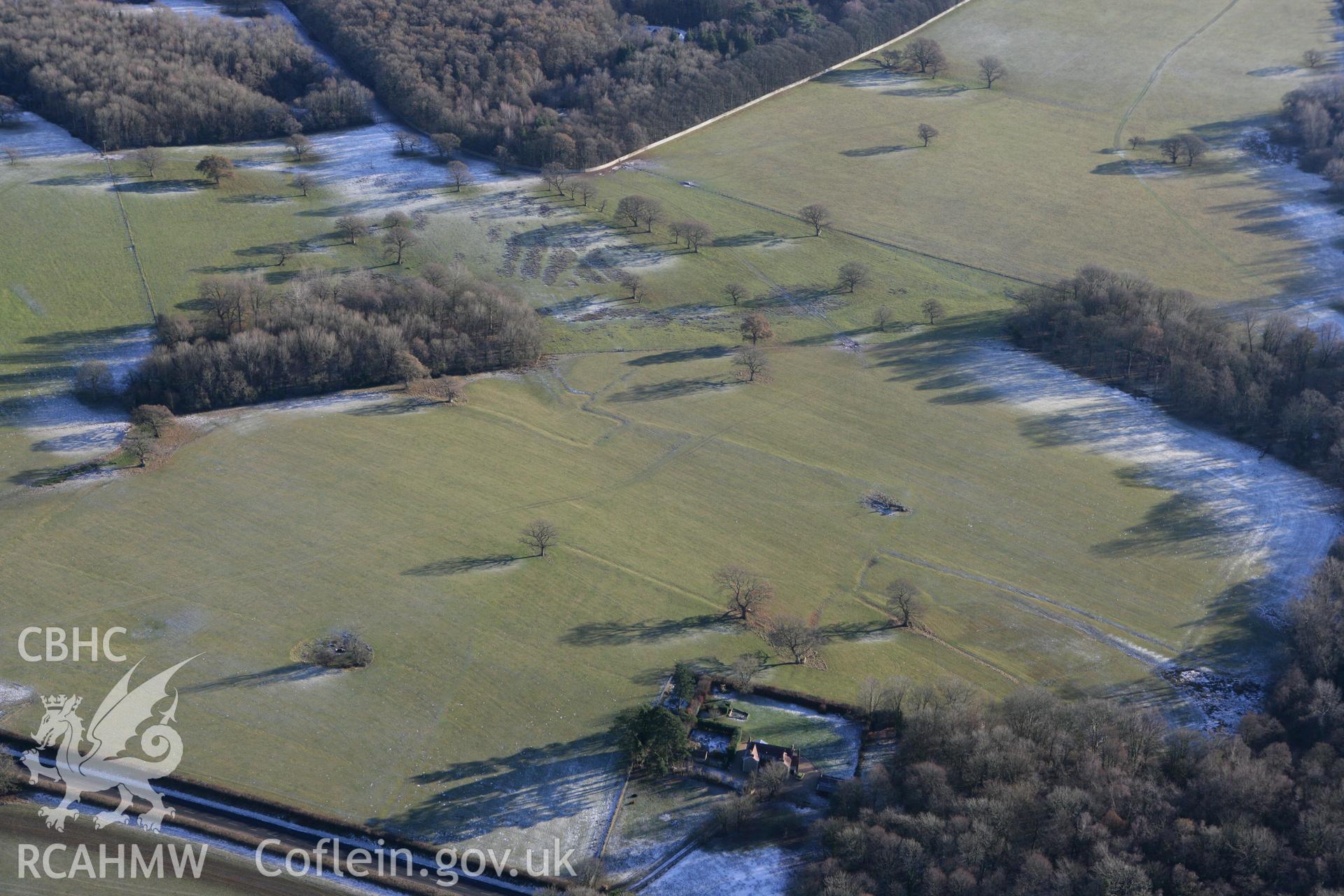 RCAHMW colour oblique photograph of Tregochas, earthworks of medieval field system. Taken by Toby Driver on 08/12/2010.