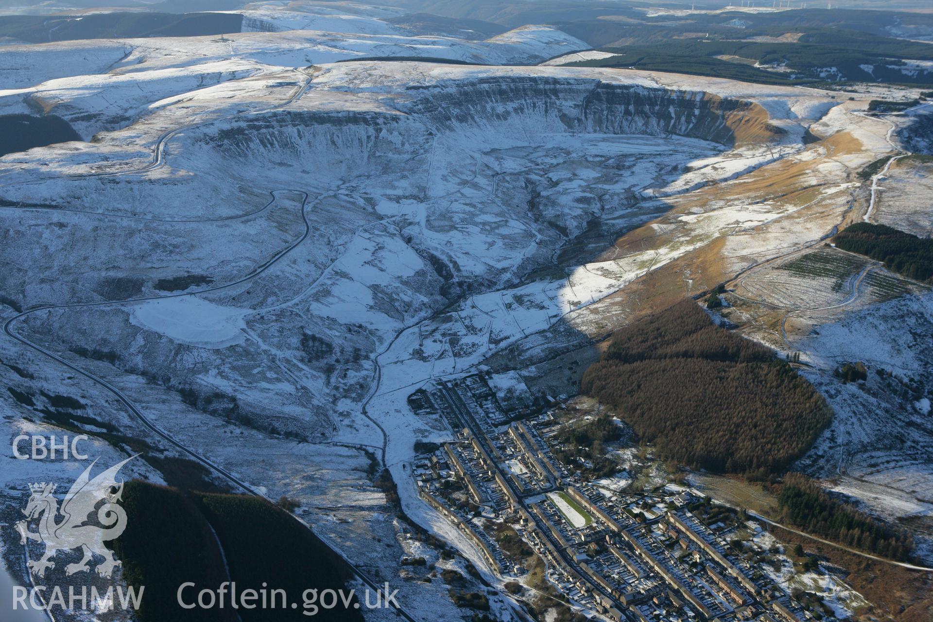 RCAHMW colour oblique photograph of Rhondda Fawr, looking north-west showing Dare Colliery. Taken by Toby Driver on 08/12/2010.