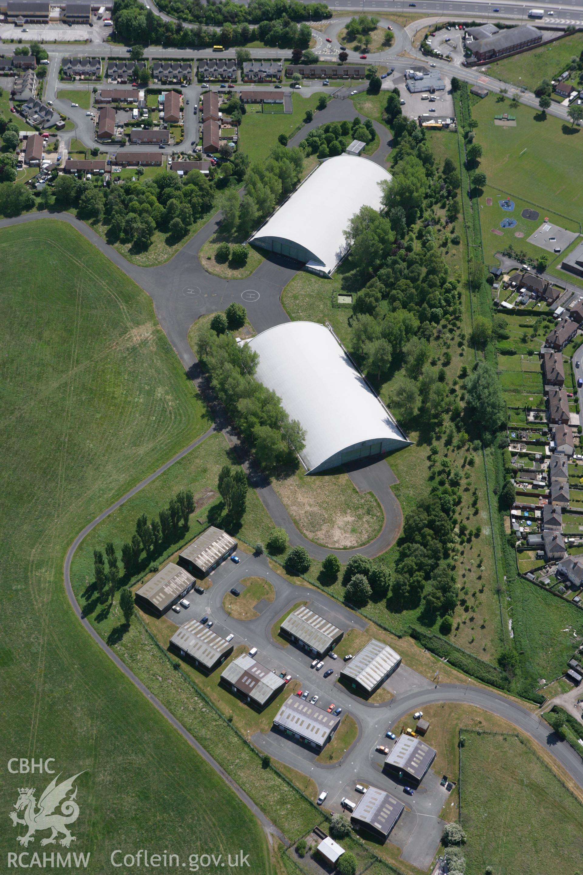 RCAHMW colour oblique photograph of Sealand Airfield, North Shotwick, near Queensferry. Taken by Toby Driver on 27/05/2010.