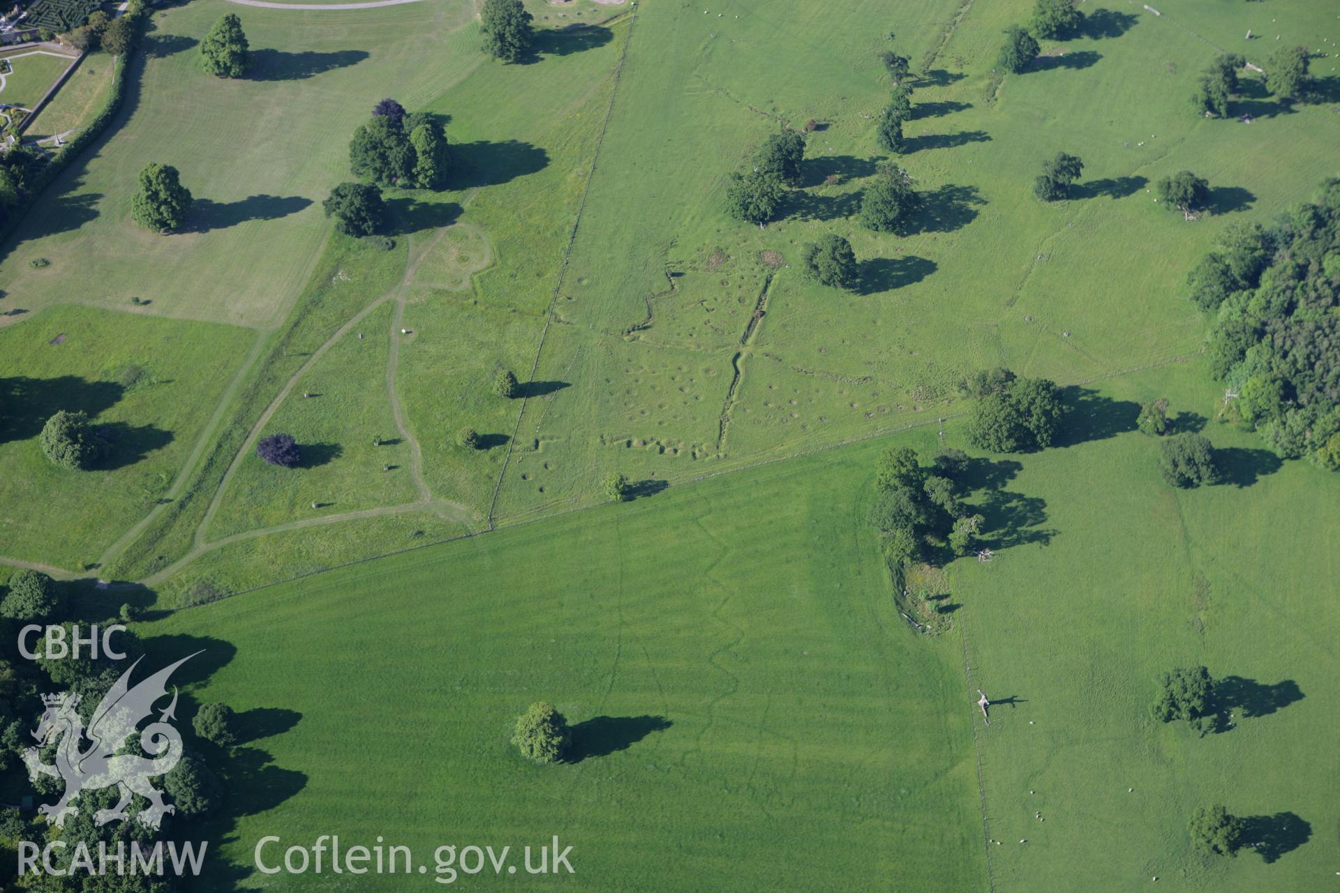RCAHMW colour oblique photograph of Bodelwyddan Park, WWI Army Practice Trenches. Taken by Toby Driver on 16/06/2010.