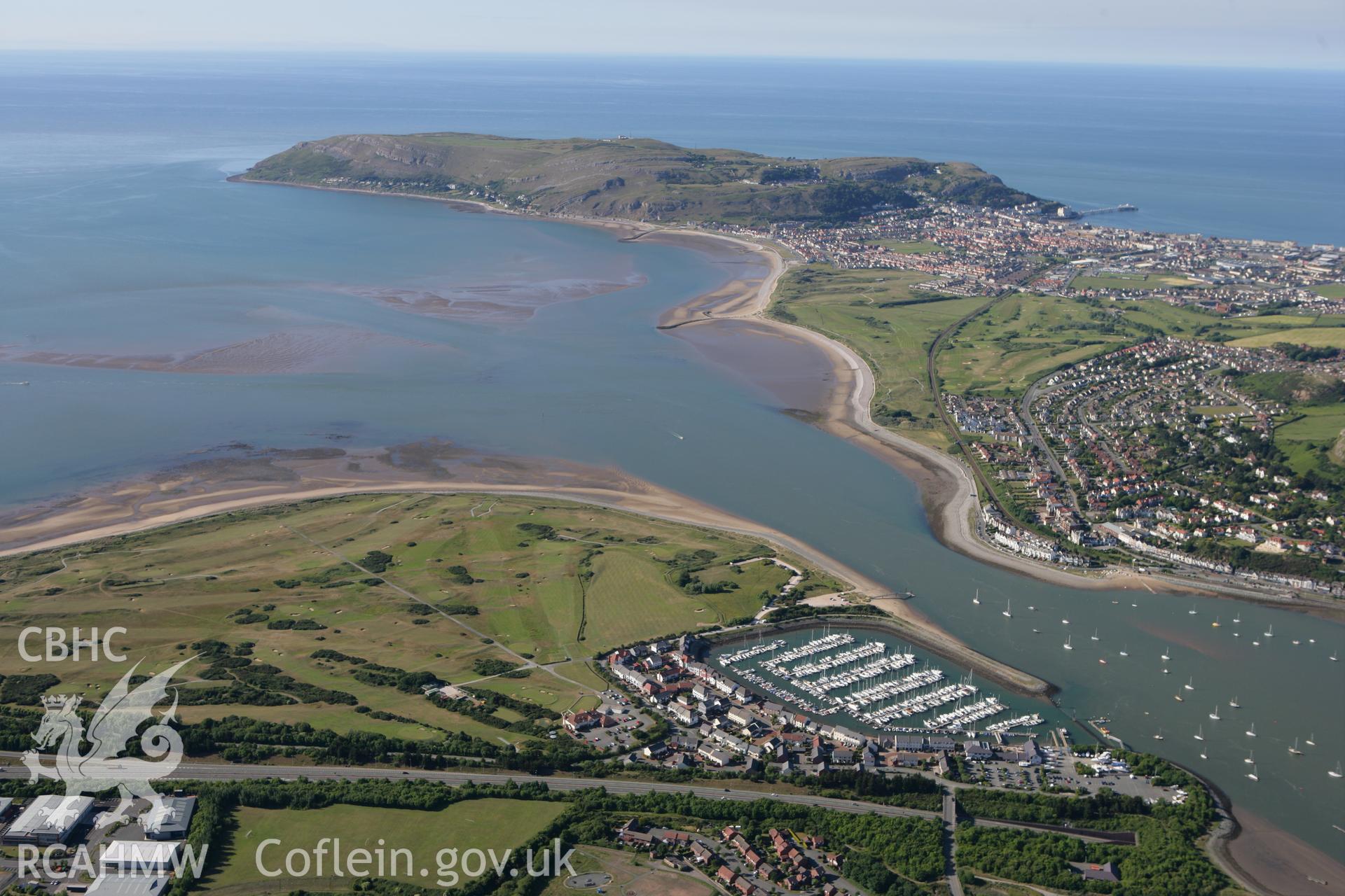 RCAHMW colour oblique photograph of Conwy Marina, looking south to Great Orme. Taken by Toby Driver on 16/06/2010.