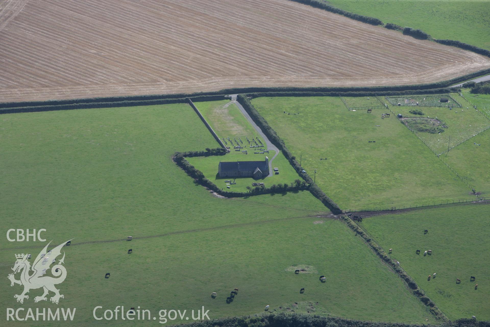 RCAHMW colour oblique photograph of Church of St. Mary the Virgin, Talbenny. Taken by Toby Driver on 09/09/2010.