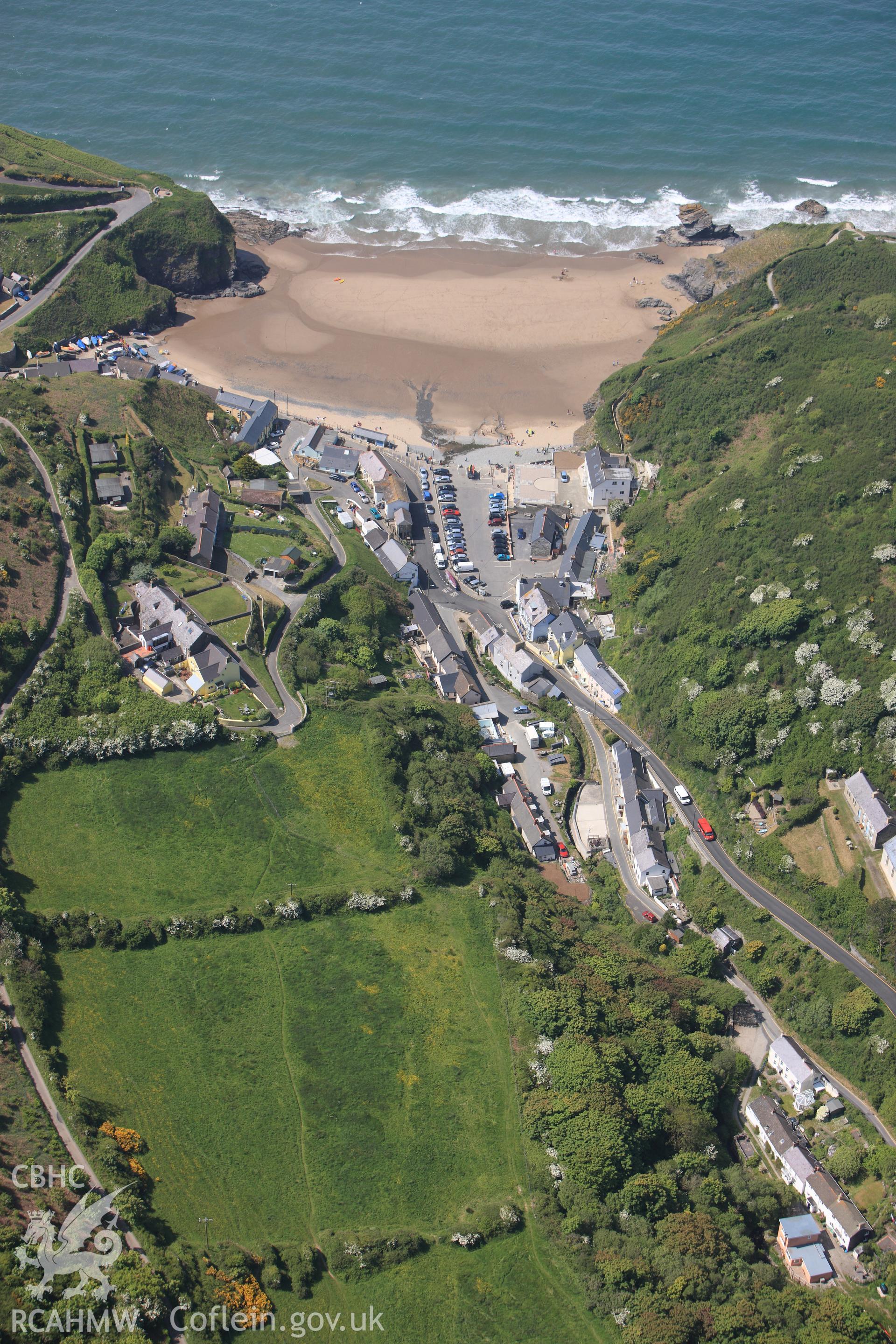 RCAHMW colour oblique photograph of Llangrannog. Taken by Toby Driver on 25/05/2010.