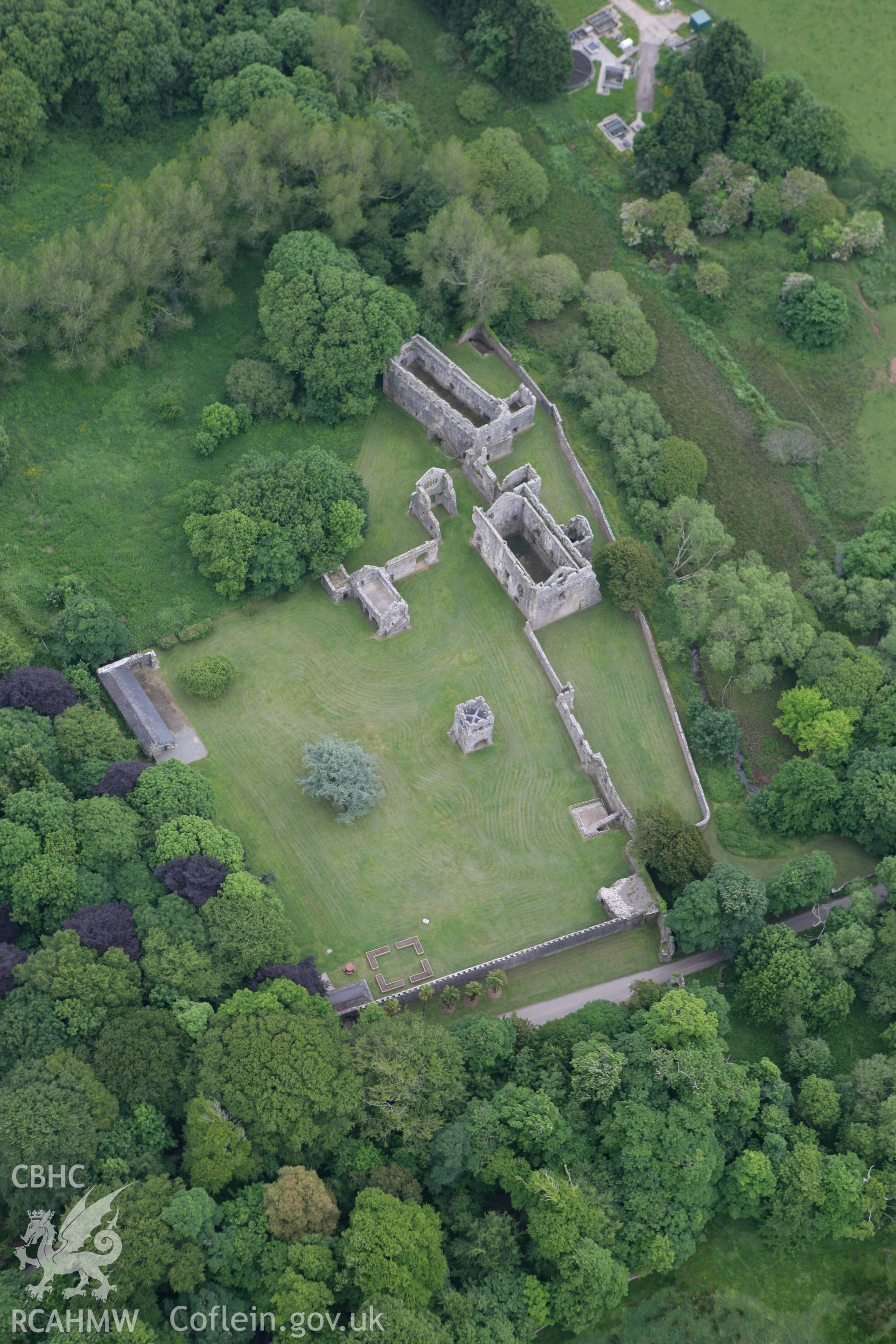 RCAHMW colour oblique photograph of Lamphey Bishop's Palace. Taken by Toby Driver on 11/06/2010.