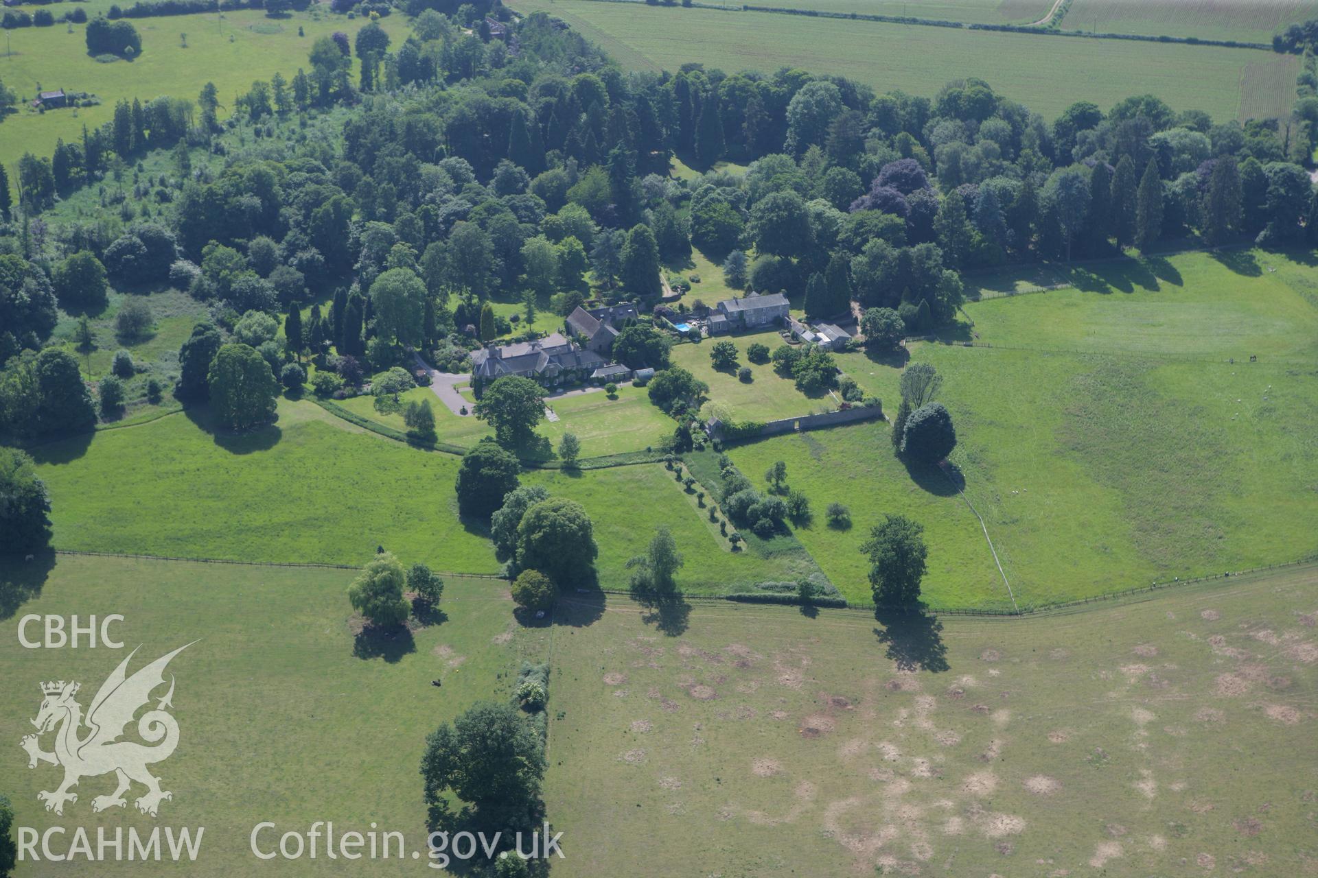 RCAHMW colour oblique photograph of The Argoed, house and garden, Tre-gagle. Taken by Toby Driver on 21/06/2010.