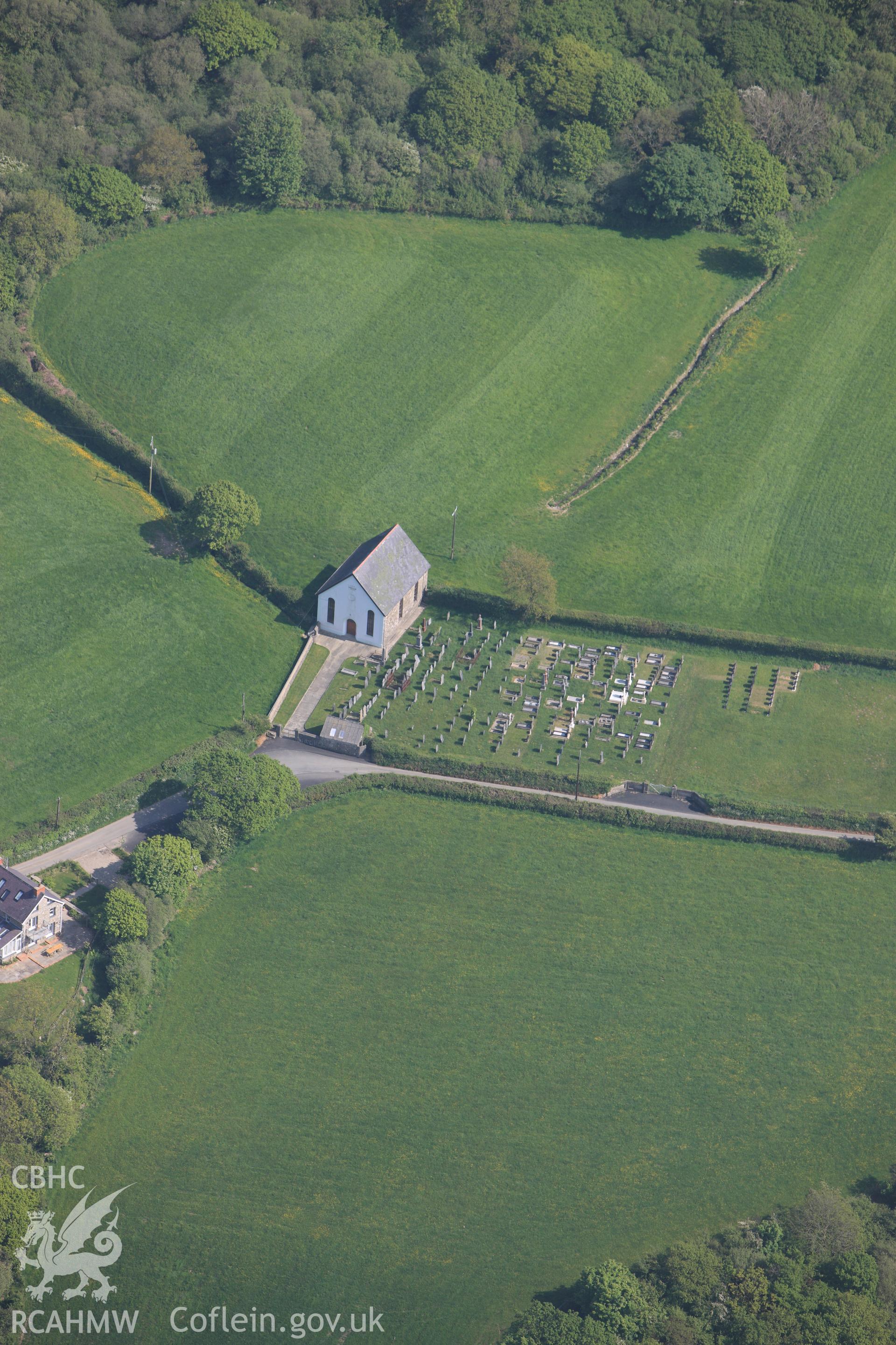 RCAHMW colour oblique photograph of Caersalem Welsh Baptist chapel,Cilgwyn. Taken by Toby Driver on 25/05/2010.