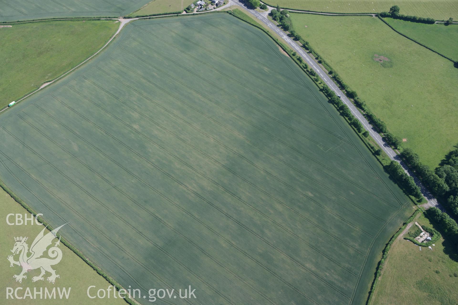 RCAHMW colour oblique photograph of Five Lanes Roman Villa. Taken by Toby Driver on 21/06/2010.