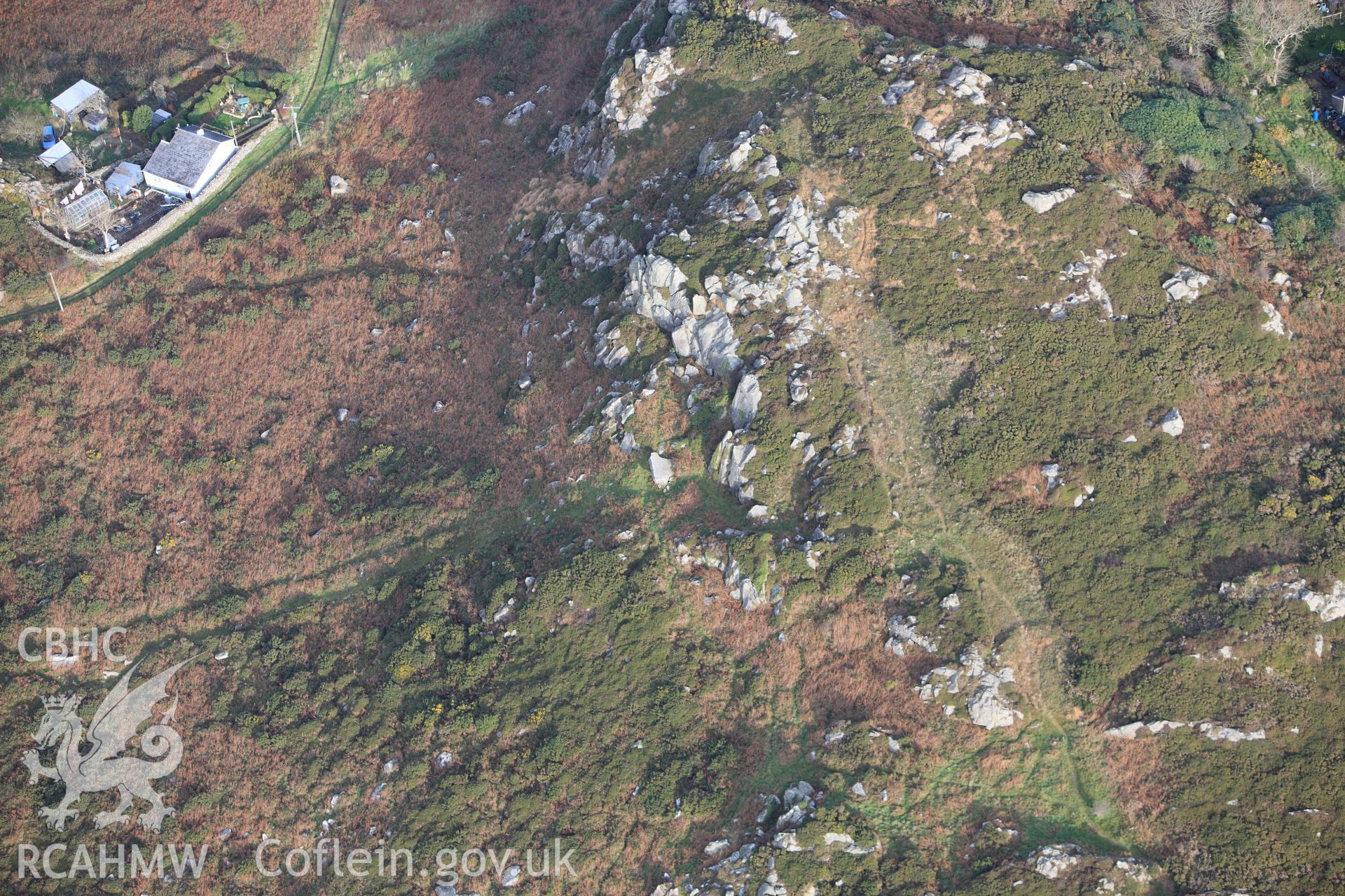 RCAHMW colour oblique photograph of Carn Winda Burial Chamber (Carreg Samson). Taken by Toby Driver on 16/11/2010.