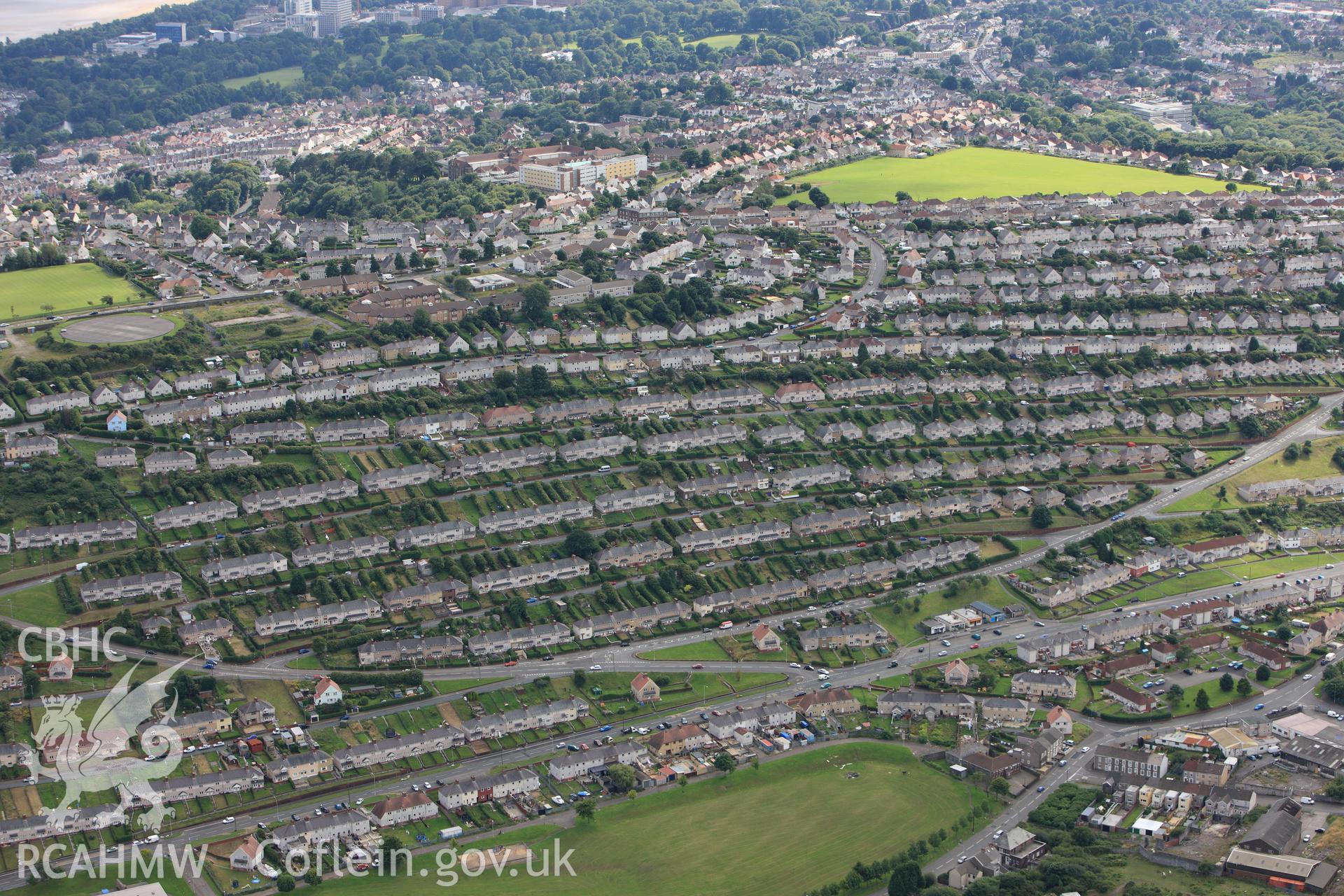 RCAHMW colour oblique photograph of Townhill housing estate, Swansea, from the north. Taken by Toby Driver on 29/07/2010.