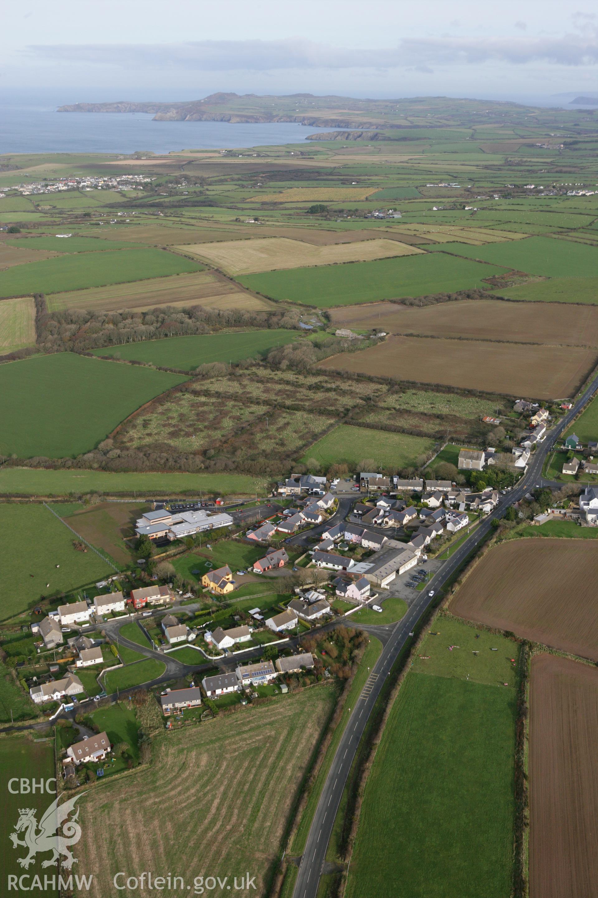 RCAHMW colour oblique photograph of Croes-goch village. Taken by Toby Driver on 16/11/2010.