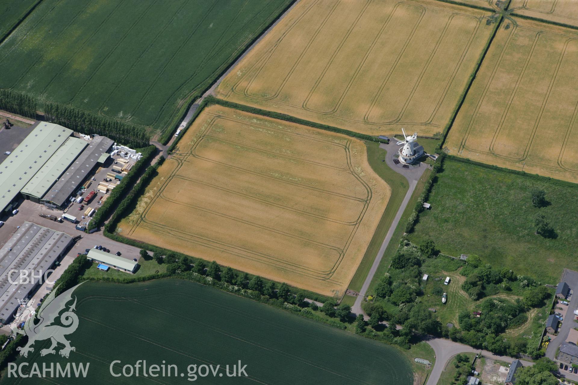 RCAHMW colour oblique photograph of Llancayo Windmill, near Usk. Taken by Toby Driver on 21/06/2010.