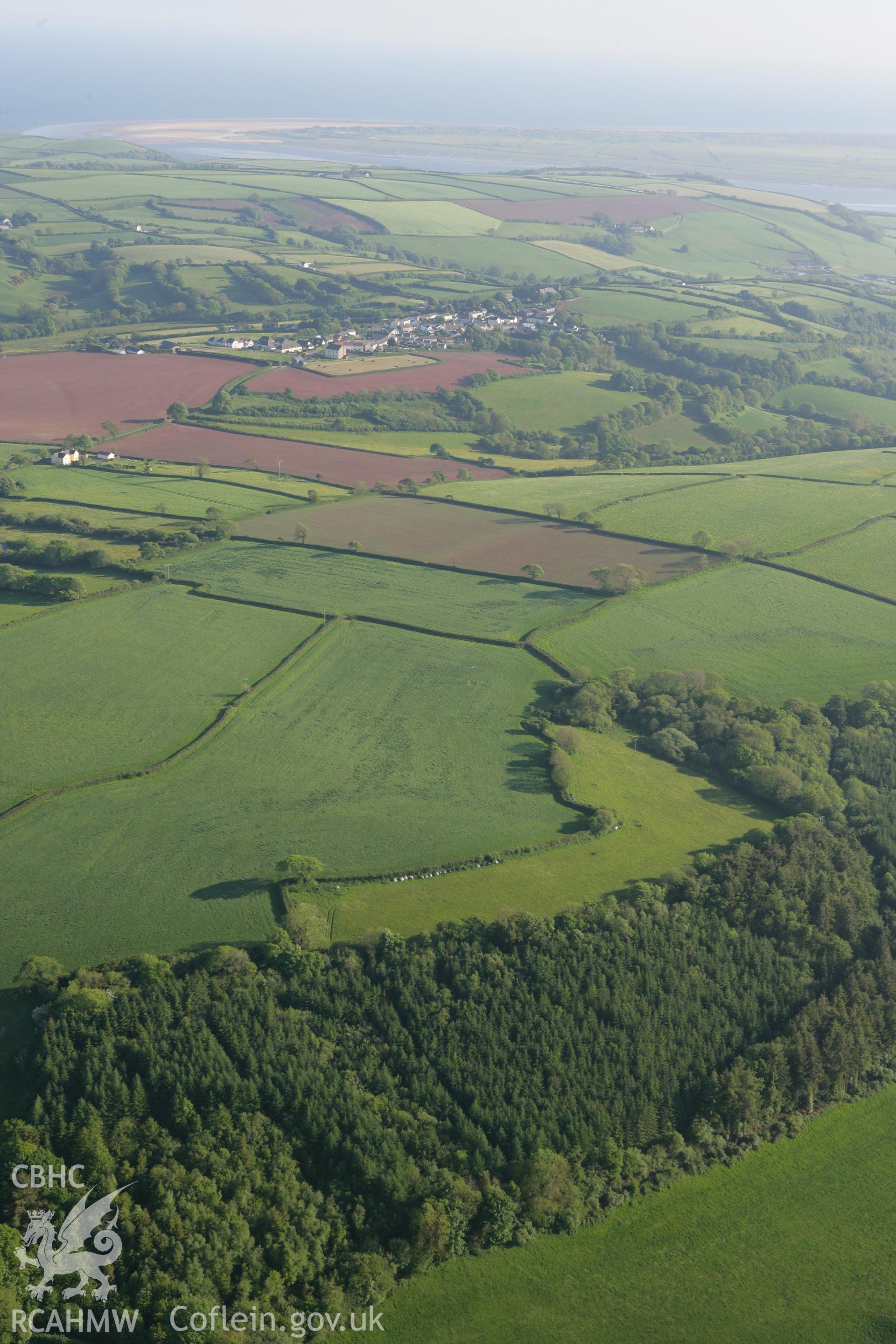 RCAHMW colour oblique photograph of Llanybri village. Taken by Toby Driver on 24/05/2010.