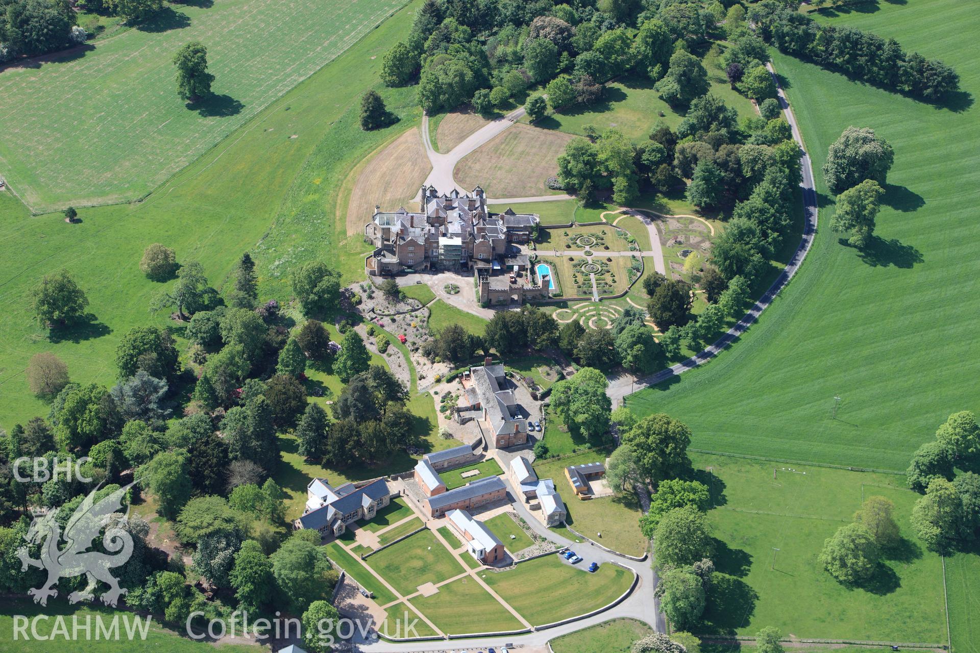 RCAHMW colour oblique photograph of Brynkinallt Hall, Chirk. Taken by Toby Driver on 27/05/2010.