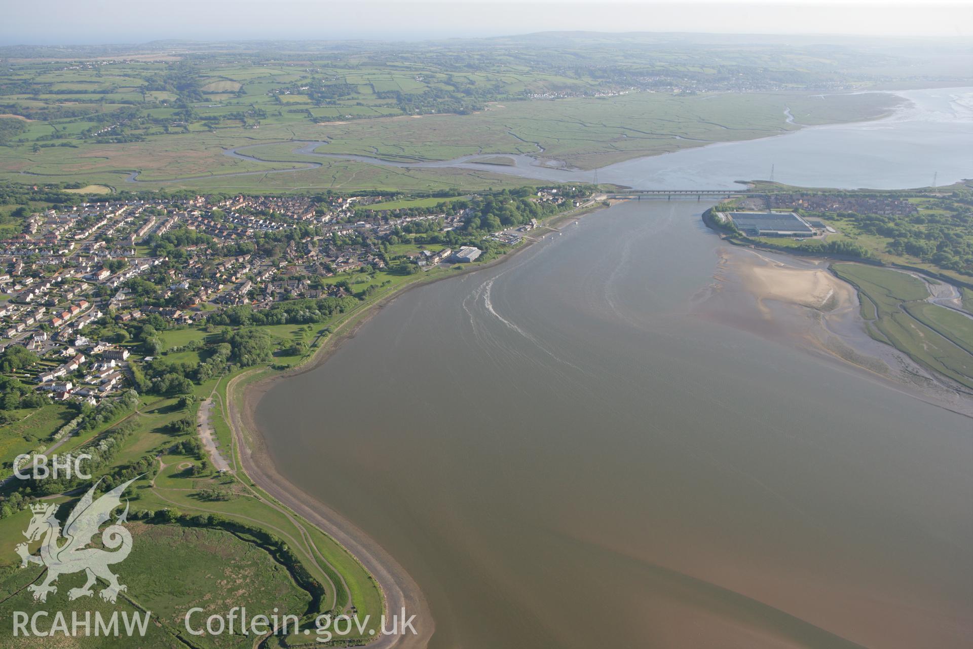 RCAHMW colour oblique photograph of Loughor Railway Viaduct. Taken by Toby Driver on 24/05/2010.