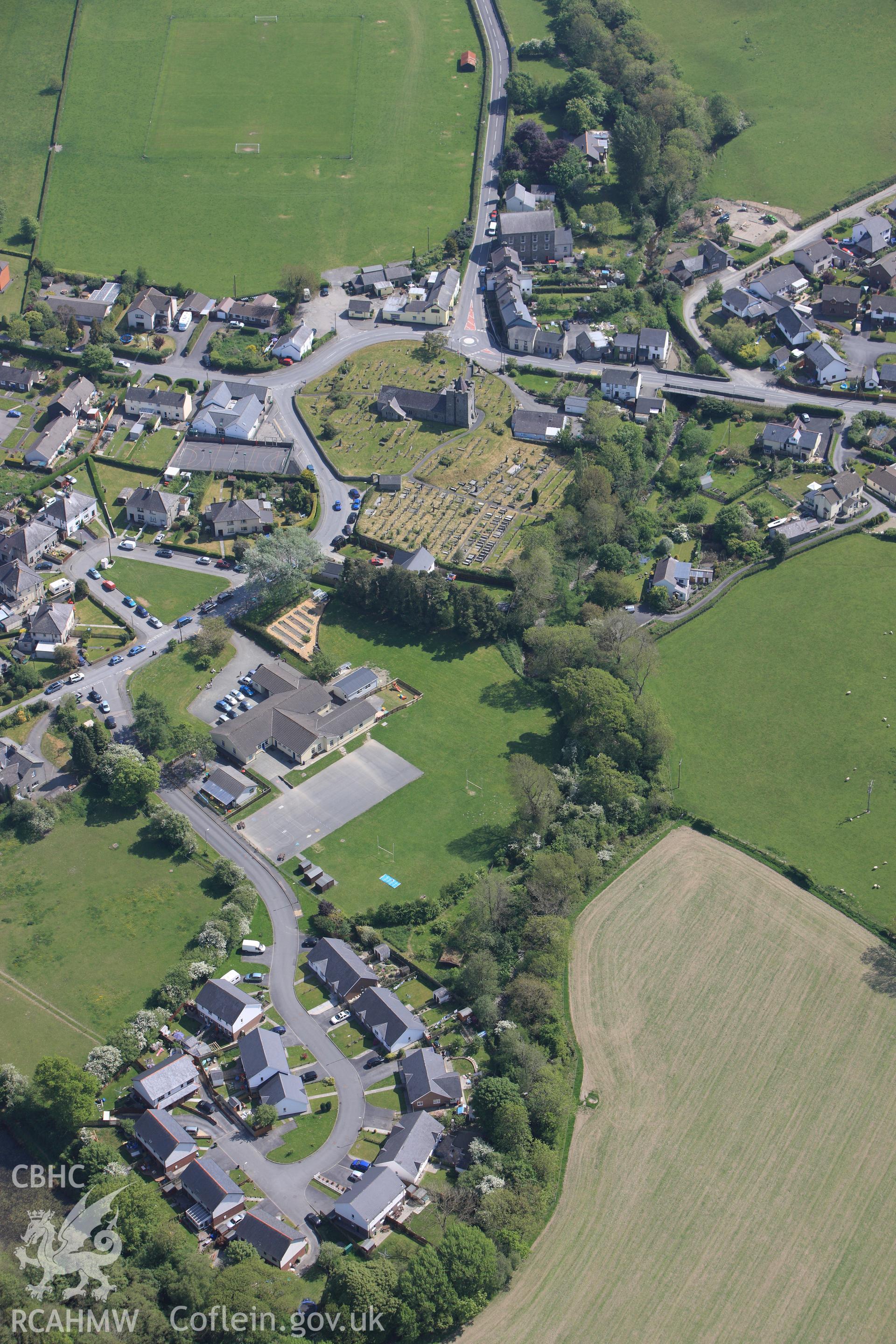 RCAHMW colour oblique photograph of Llanilar village. Taken by Toby Driver on 25/05/2010.
