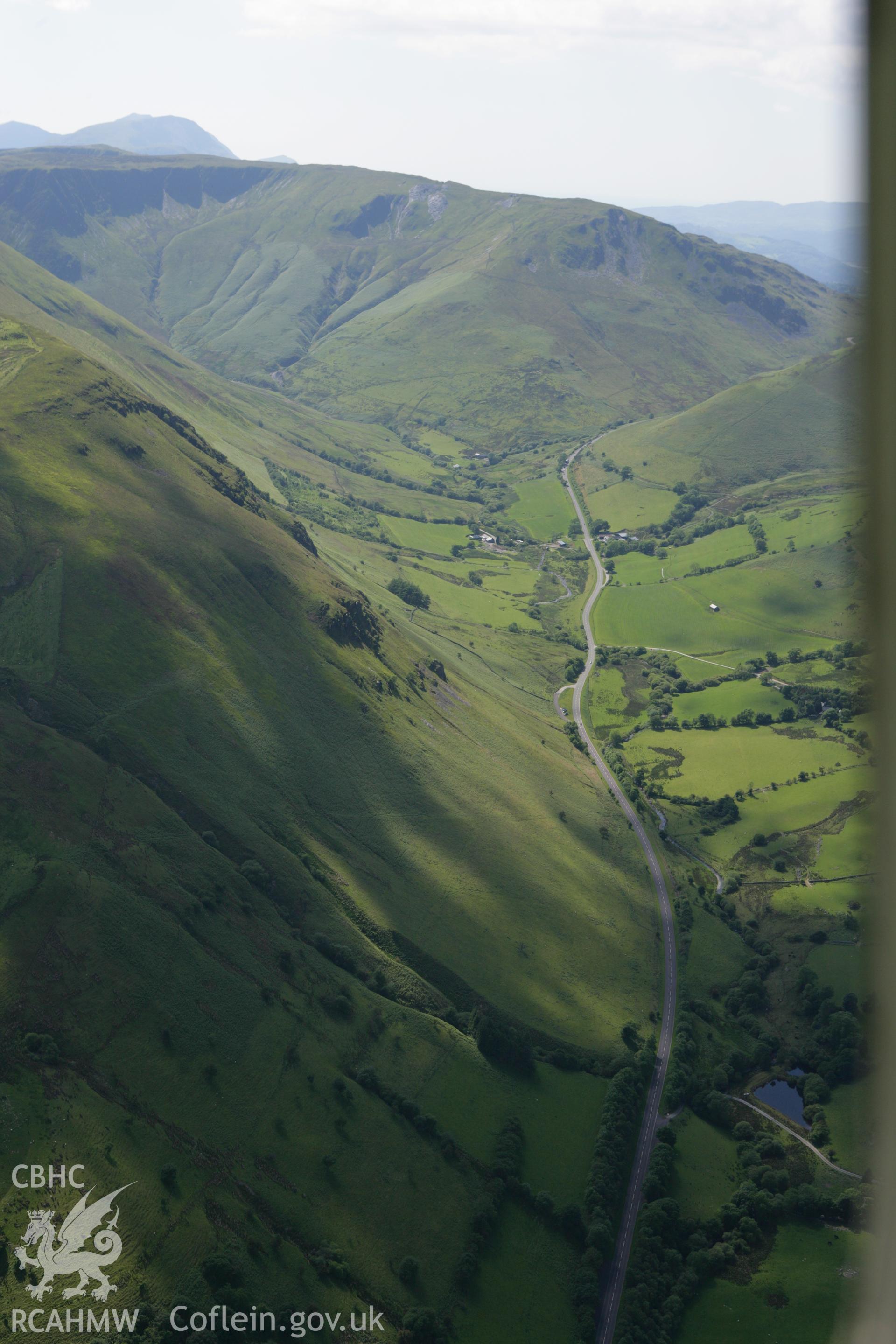 RCAHMW colour oblique photograph of Cwm Cerist valley, from the east. Taken by Toby Driver on 16/06/2010.