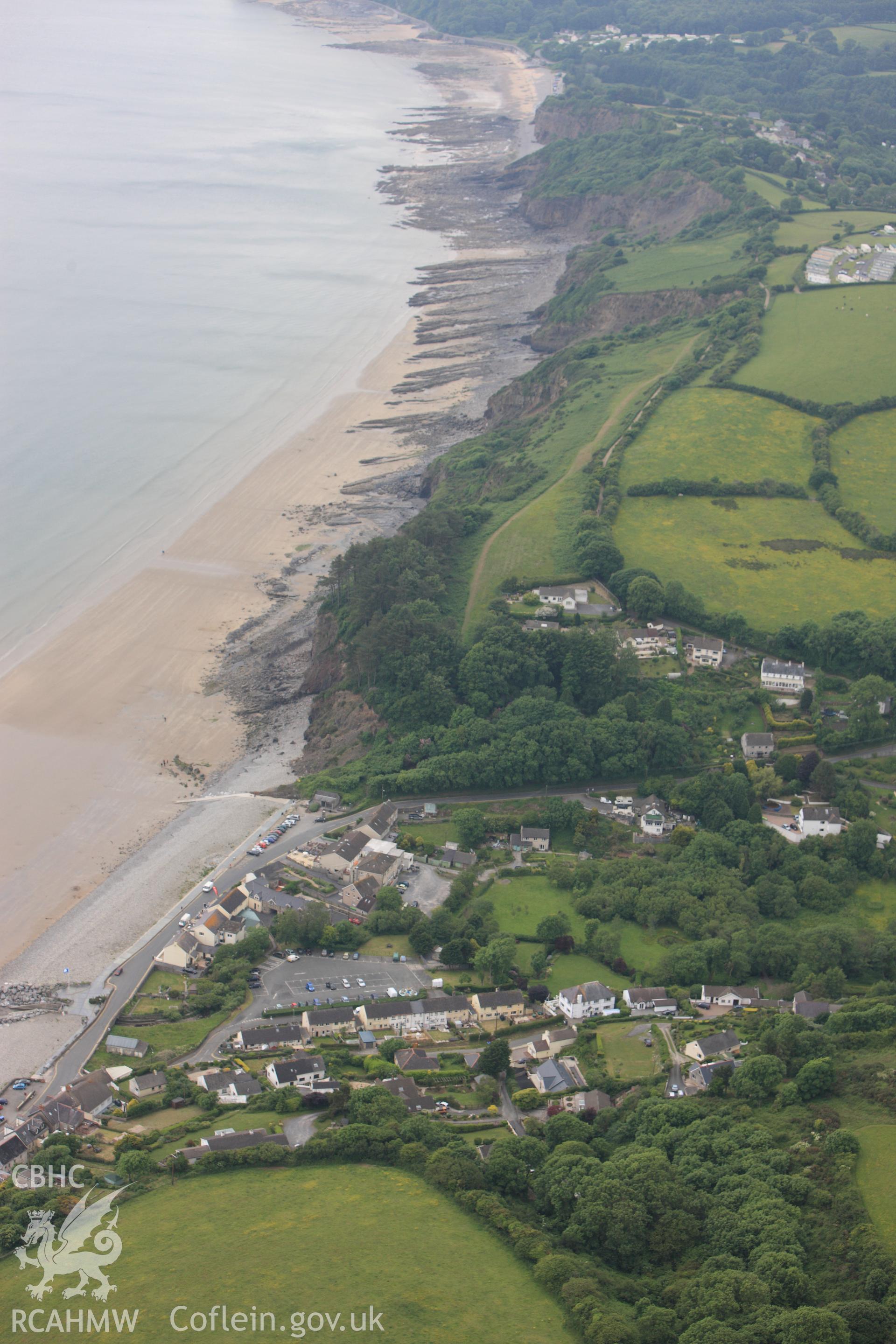 RCAHMW colour oblique photograph of Amroth village. Taken by Toby Driver on 11/06/2010.