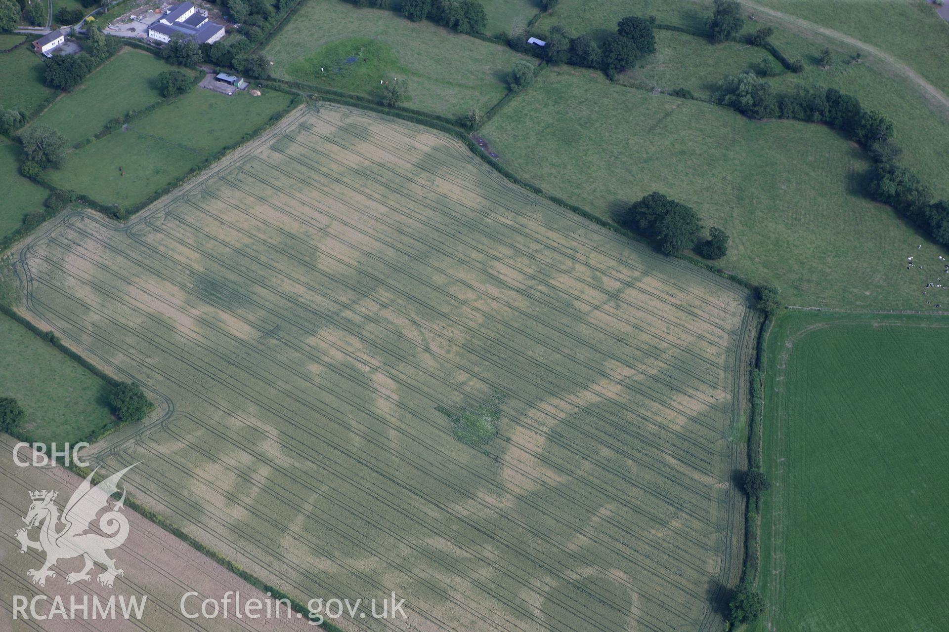 RCAHMW colour oblique photograph of Llandrinio Prehistoric Settlement. Taken by Toby Driver on 21/07/2010.