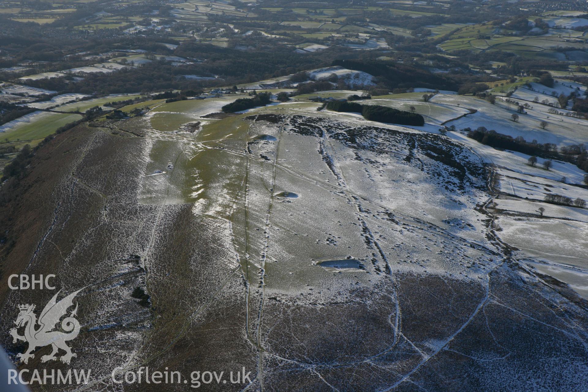 RCAHMW colour oblique photograph of Garth Hill barrows. Taken by Toby Driver on 08/12/2010.