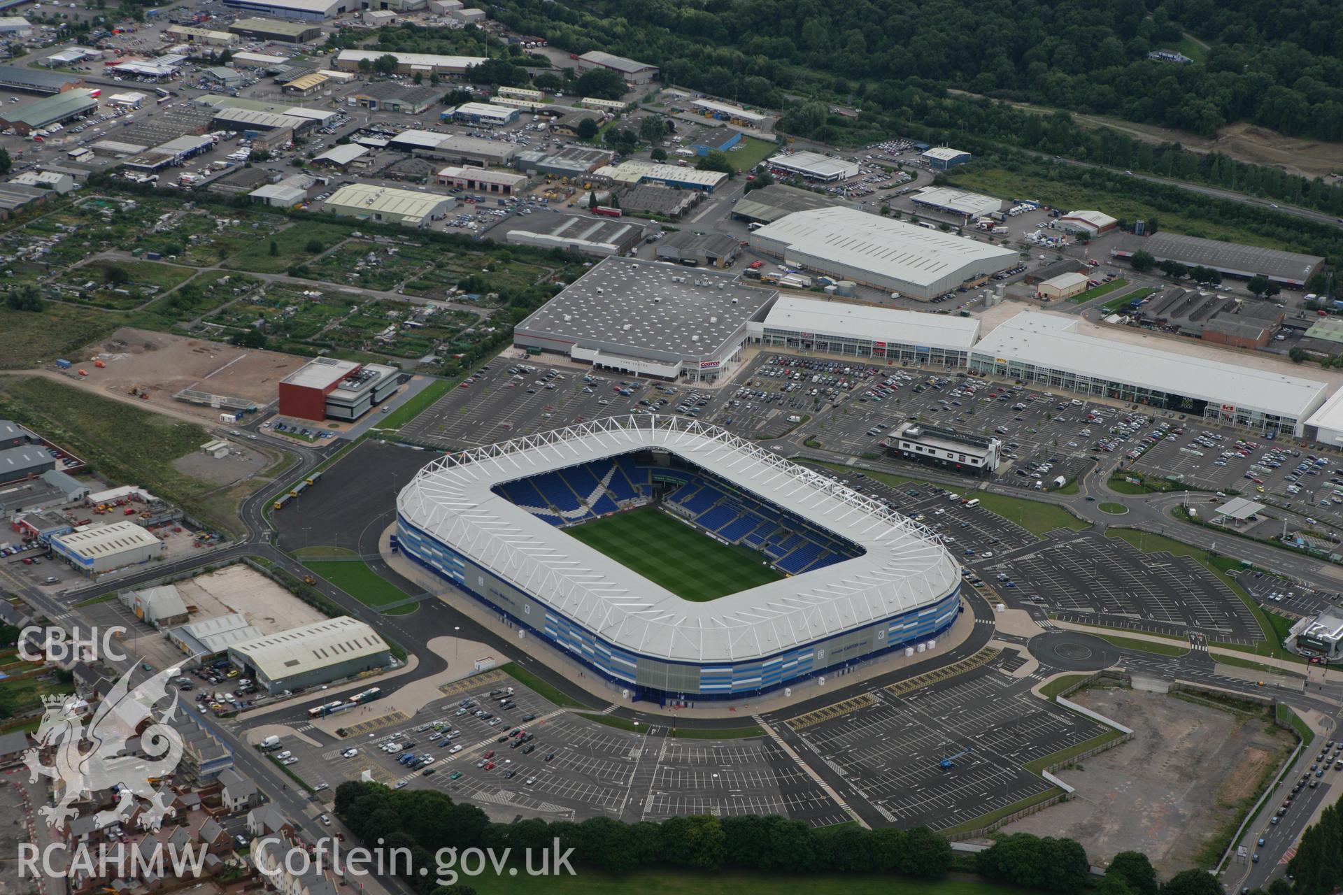 RCAHMW colour oblique photograph of Cardiff City Stadium. Taken by Toby Driver on 29/07/2010.
