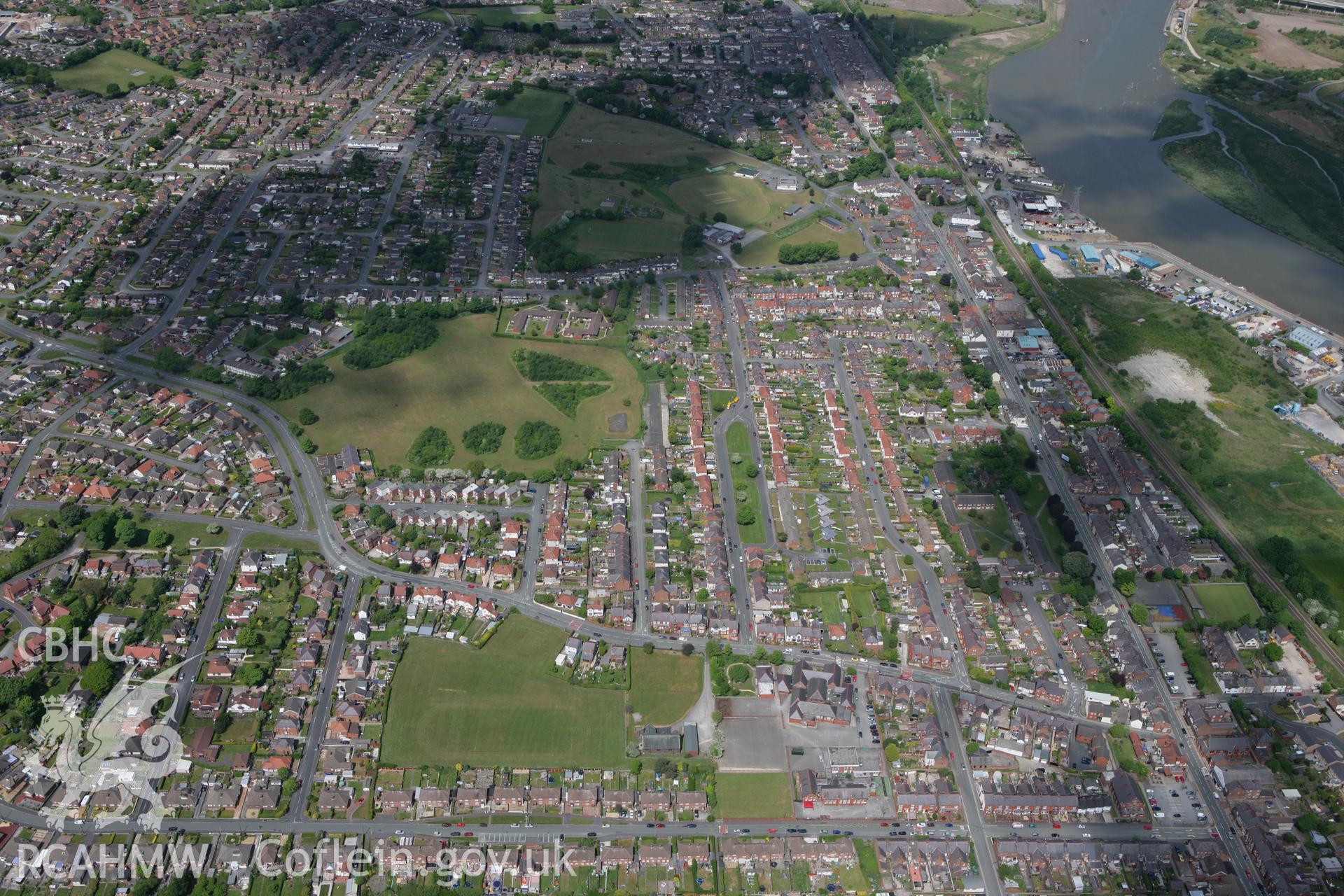 RCAHMW colour oblique photograph of Connah's Quay, from the south-east. Taken by Toby Driver on 27/05/2010.