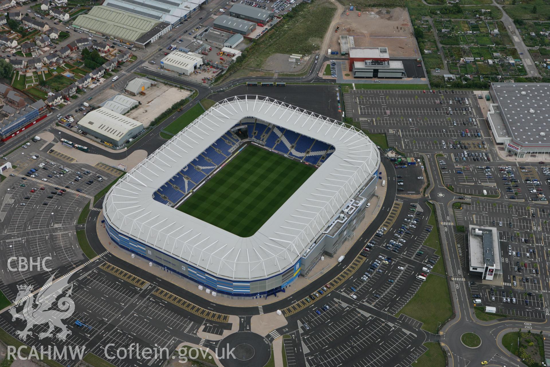 RCAHMW colour oblique photograph of Cardiff City Stadium. Taken by Toby Driver on 29/07/2010.