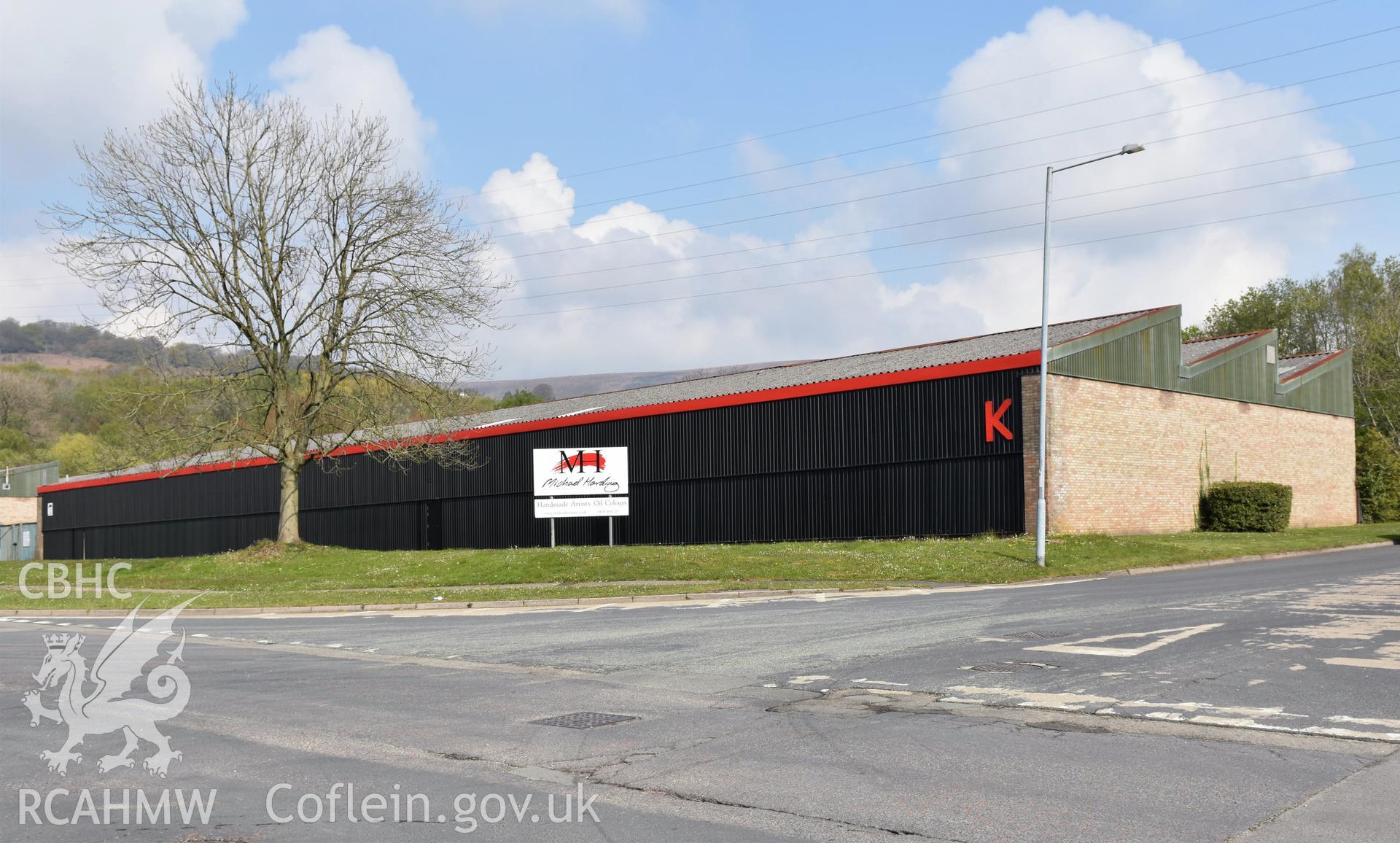Exterior view of Michael Harding Handmade Artists Oil Colours on Springfield Industrial Estate, Thornhill, Cwmbran, photographed by Susan Fielding of RCAHMW between on 1 May 2021.