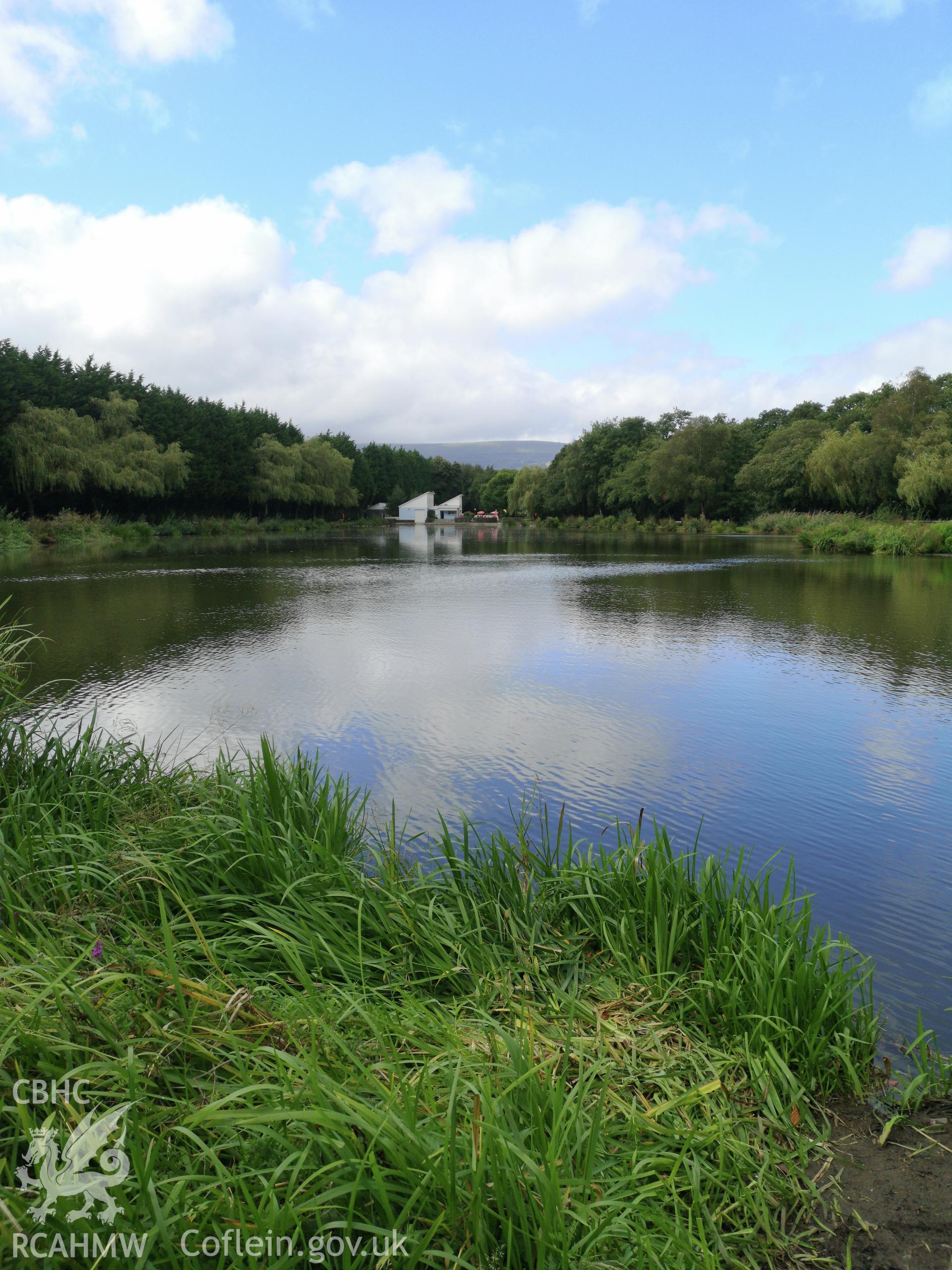 Pond (or large body of water) at Cwmbran Park, photographed by Susan Fielding of RCAHMW on 12 September 2019.