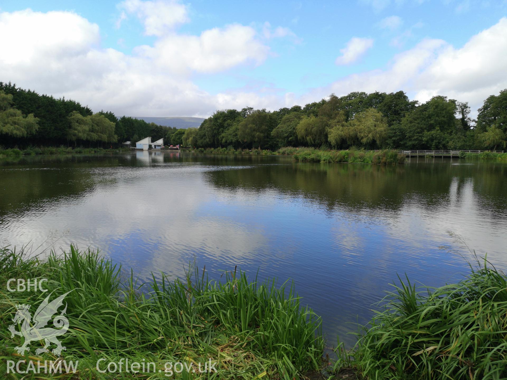 Pond (or large body of water) at Cwmbran Park, photographed by Susan Fielding of RCAHMW on 12 September 2019.