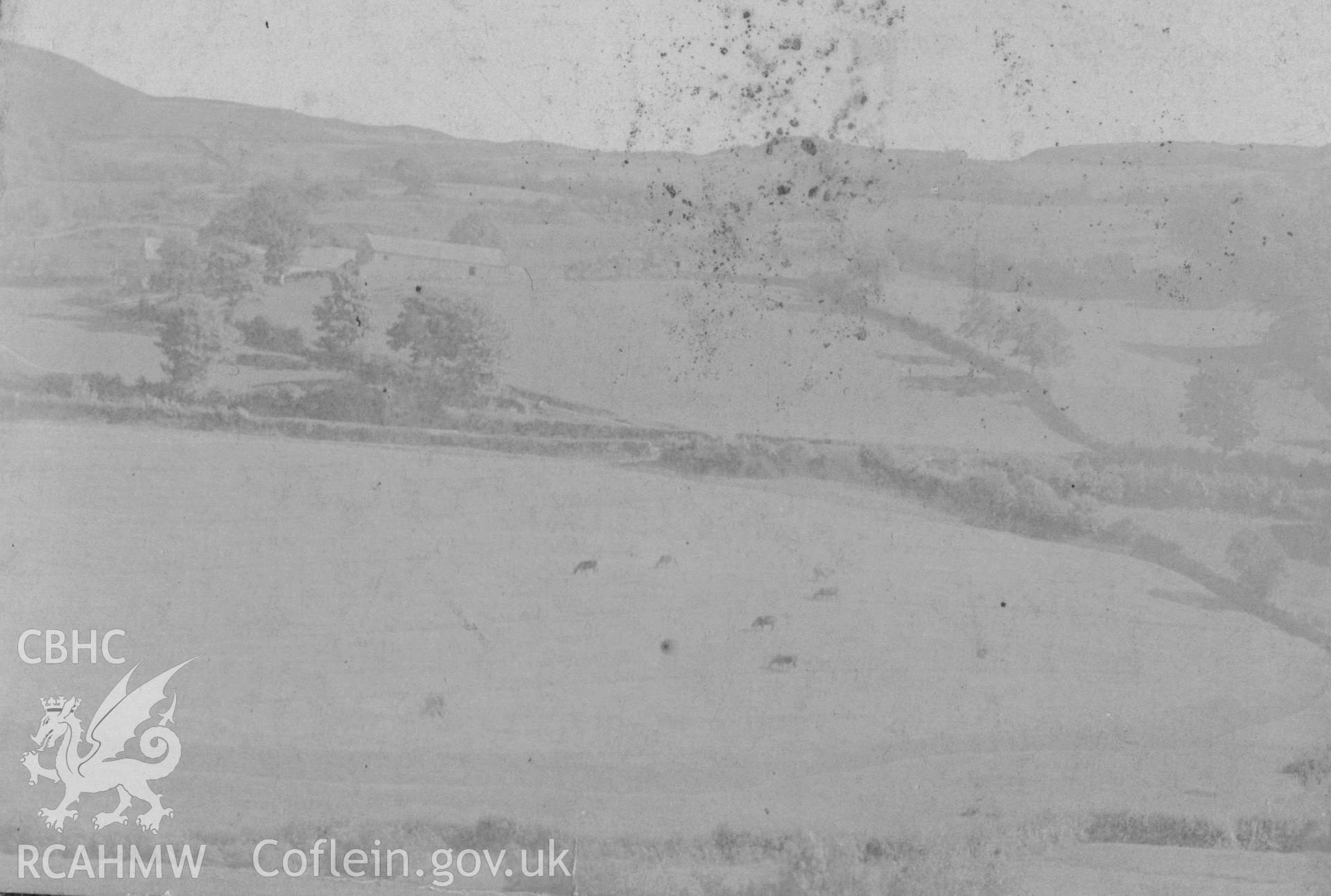 Digitised copy of black and white photograph showing view of the field system at Cwm, Llandderfel. Dated pre-1939. Donated by Meirion Davies in 2020.