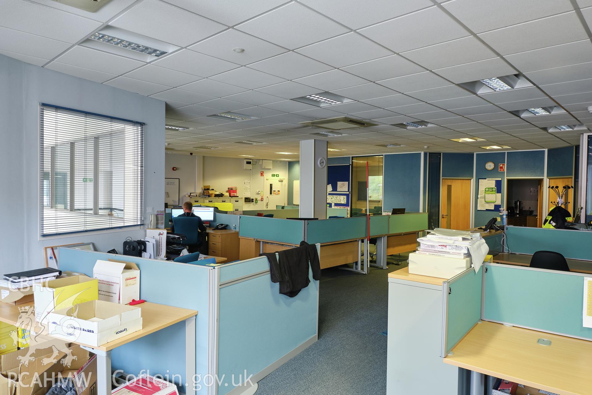 Colour photograph showing Automobile Palace - room 1.6, looking E. Produced as part of Historic Building Recording for Automobile Palace, carried out by Richard Hayman, June 2021.