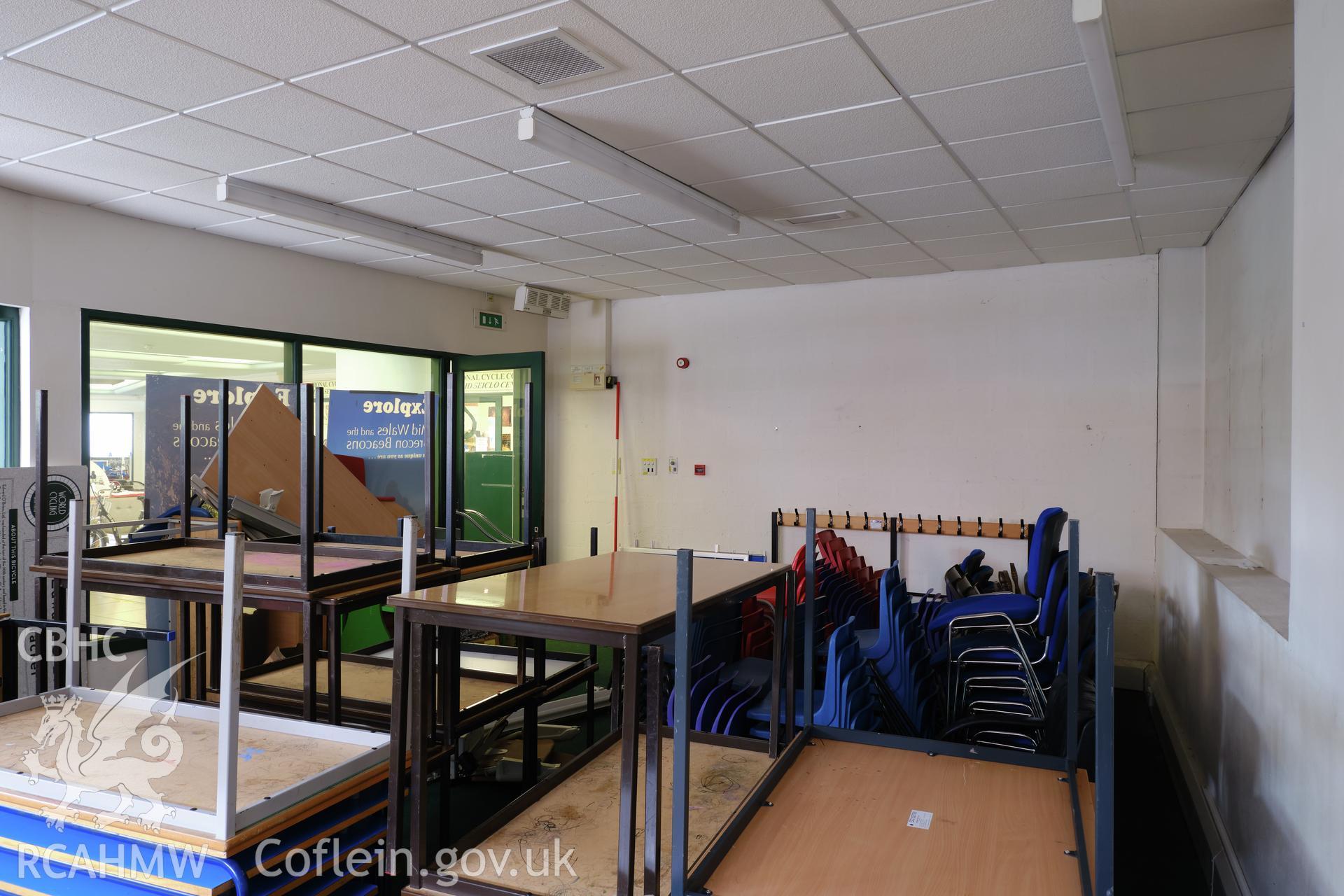 Colour photograph showing Automobile Palace - room 1.7, looking E. Produced as part of Historic Building Recording for Automobile Palace, carried out by Richard Hayman, June 2021.