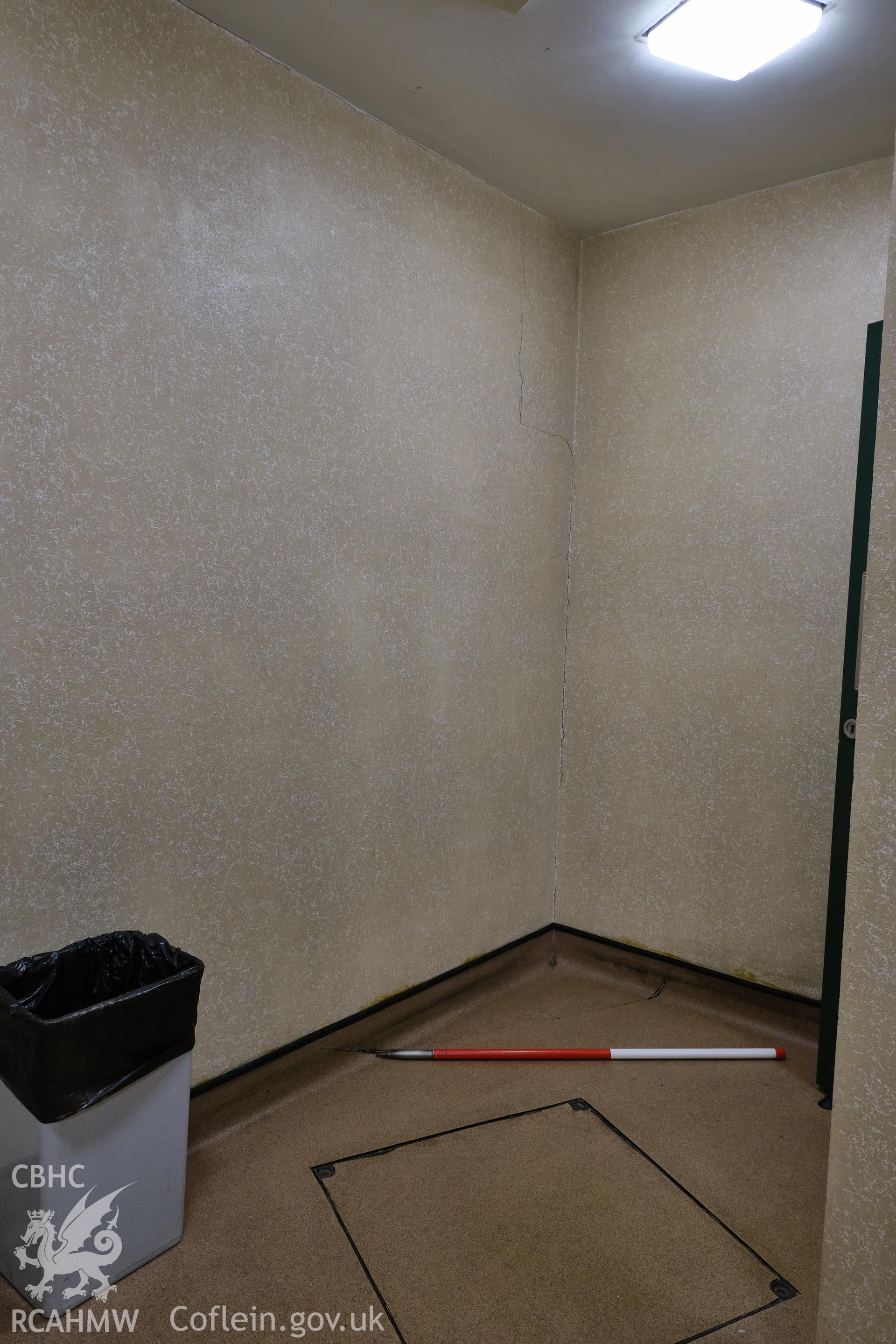 Colour photograph showing Automobile Palace - room G.11 (gents toilets), looking W. Produced as part of Historic Building Recording for Automobile Palace, carried out by Richard Hayman, June 2021.