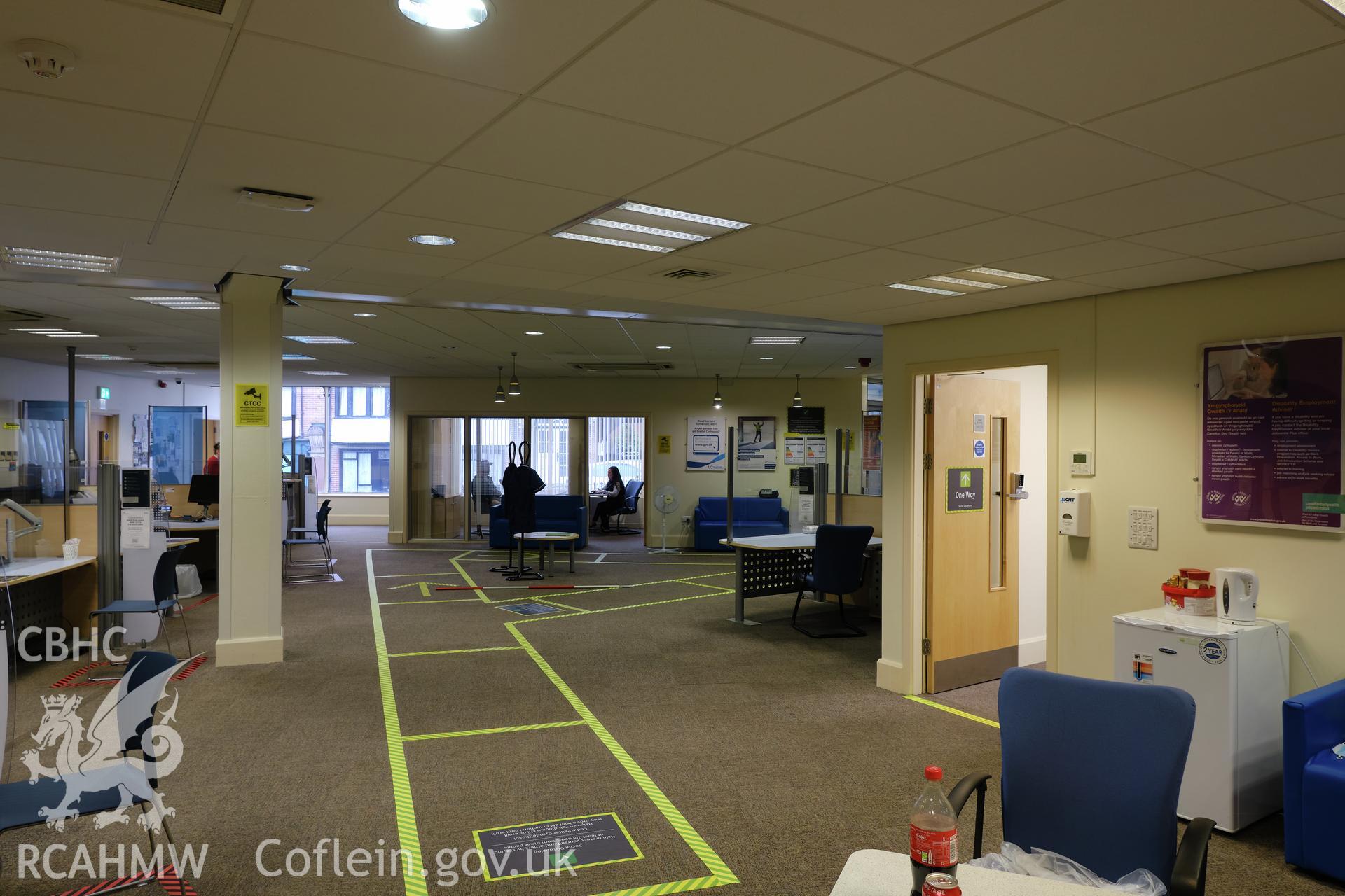Colour photograph showing Automobile Palace - room 1.10, looking NE. Produced as part of Historic Building Recording for Automobile Palace, carried out by Richard Hayman, June 2021.