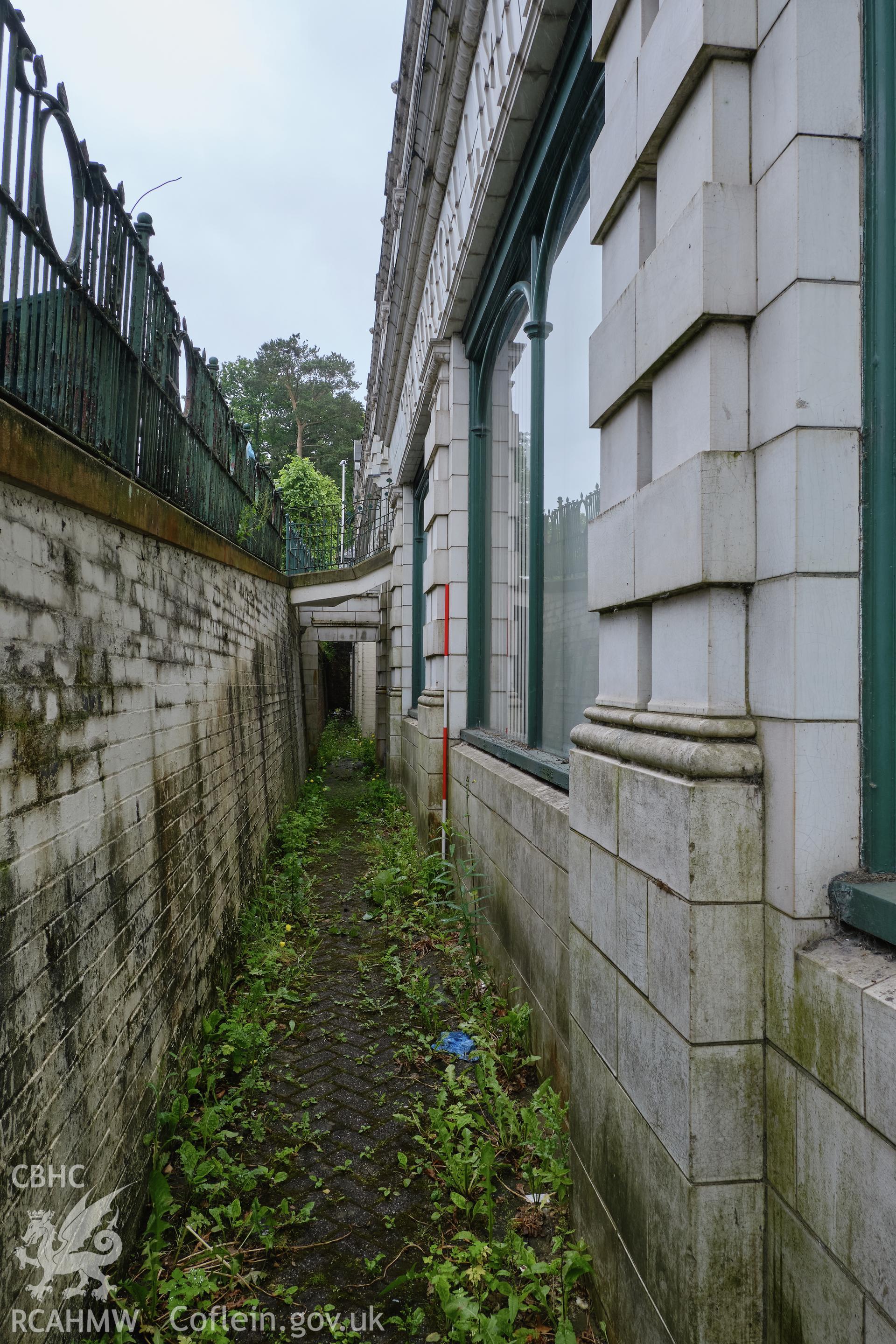 Colour photograph showing Automobile Palace - lightwell, Princes Avenue front, looking S. Produced as part of Historic Building Recording for Automobile Palace, carried out by Richard Hayman, June 2021.