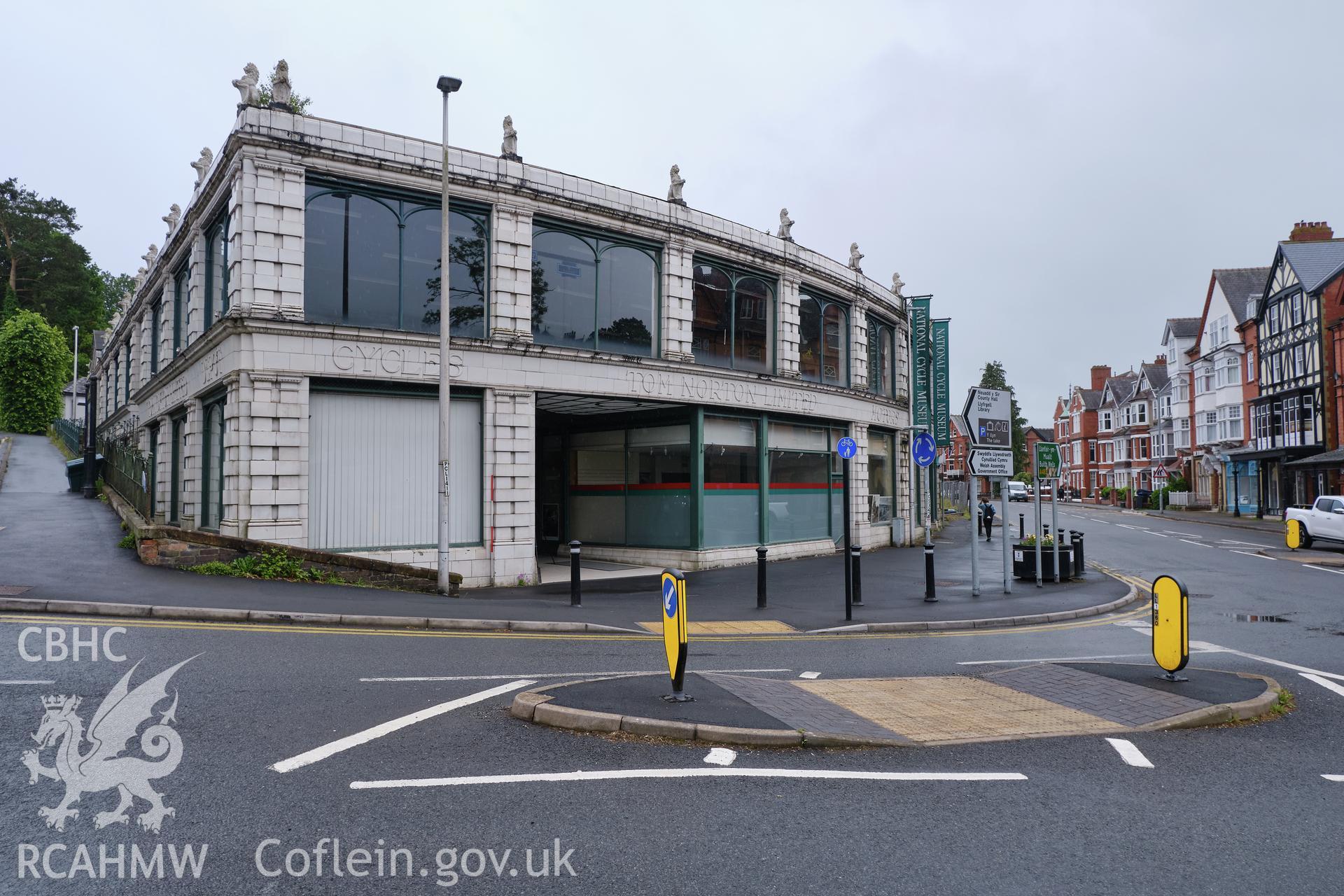Colour photograph showing Automobile Palace - Temple Street front, looking S from junction on Temple Street. Produced as part of Historic Building Recording for Automobile Palace, carried out by Richard Hayman, June 2021.