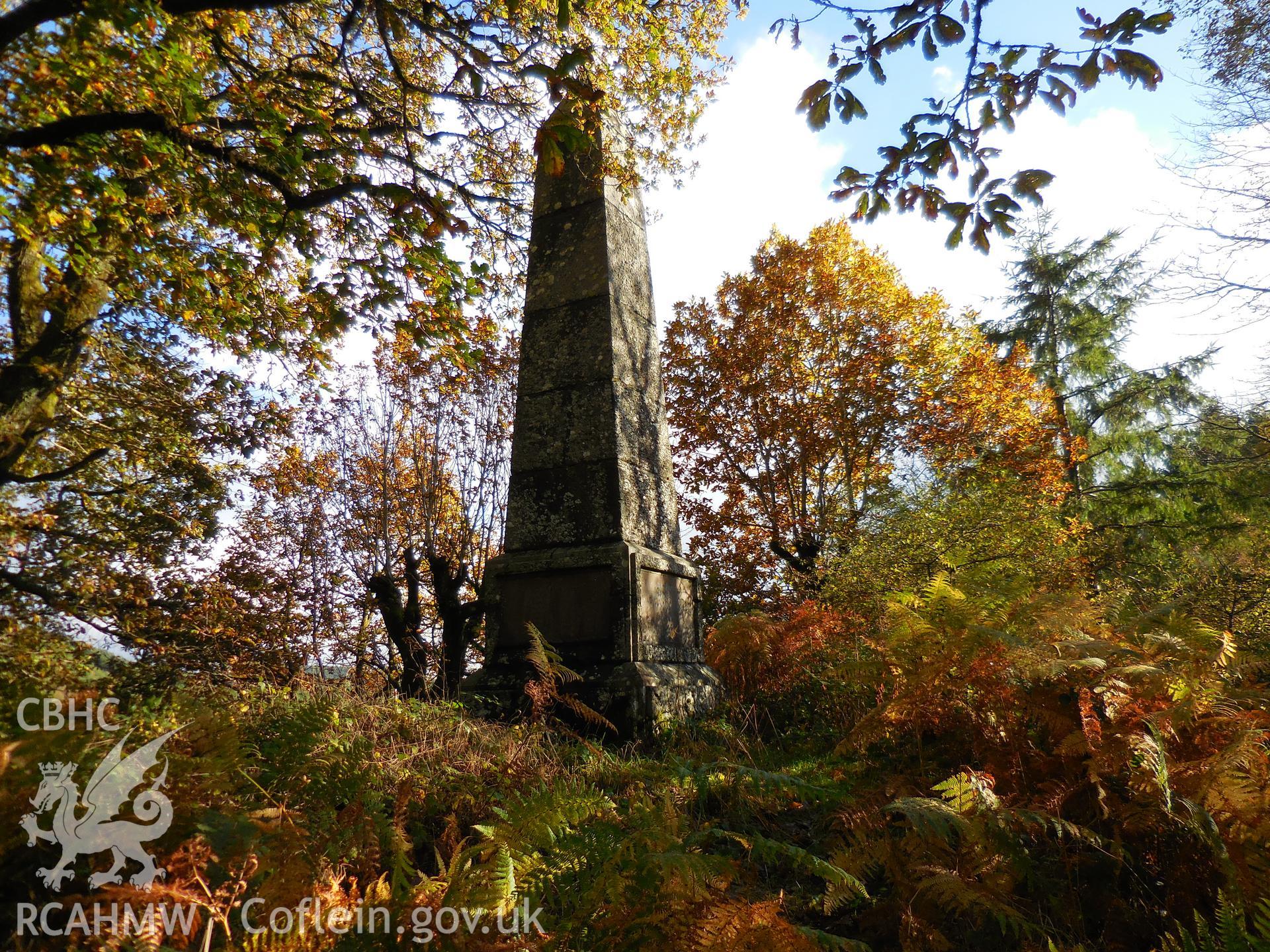 Colour digital photograph showing the memorial to the workers who died during the construction of Lake Vyrnwy dam.