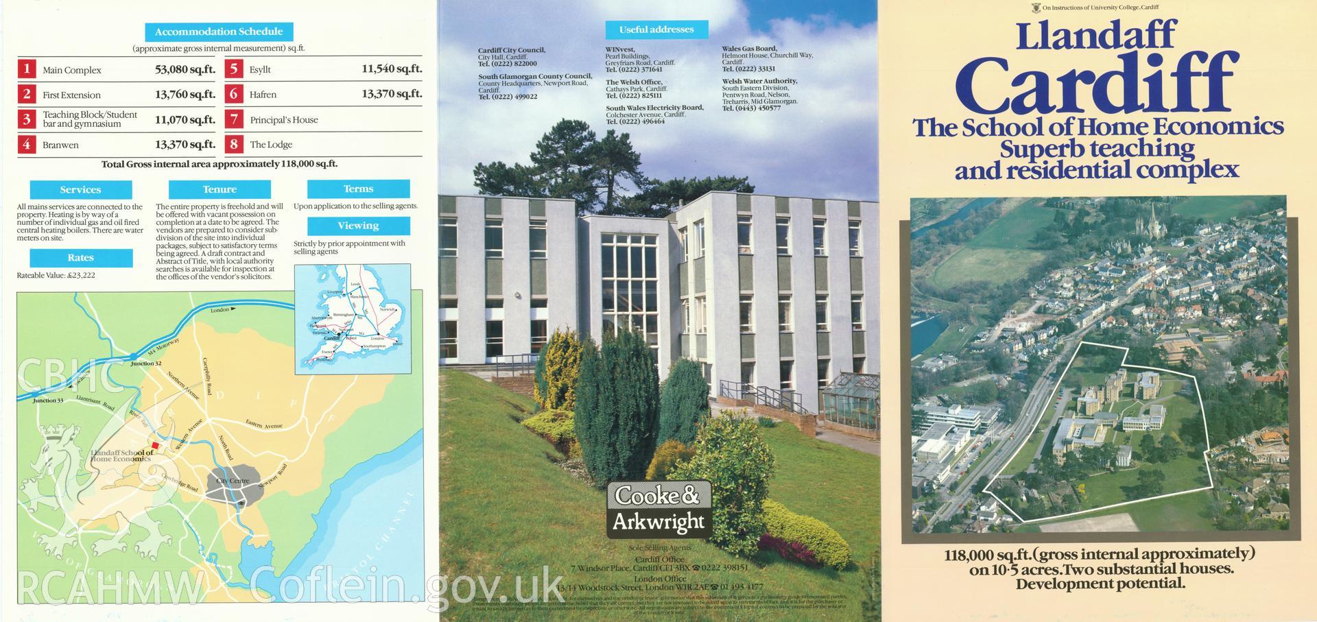 Cardiff Broadcasting House - School of Economics sales brochure by Cooke & Arkwright, undated, c 2013. (front).