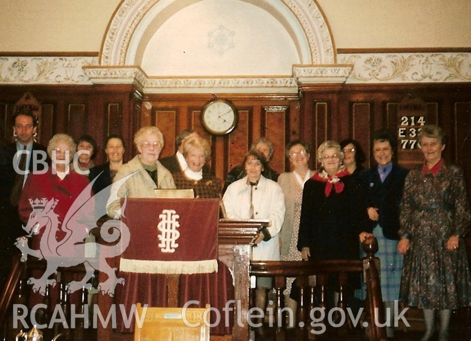 Digital colour photograph showing Salem Newydd chapel - congregation at the final service in 1994.