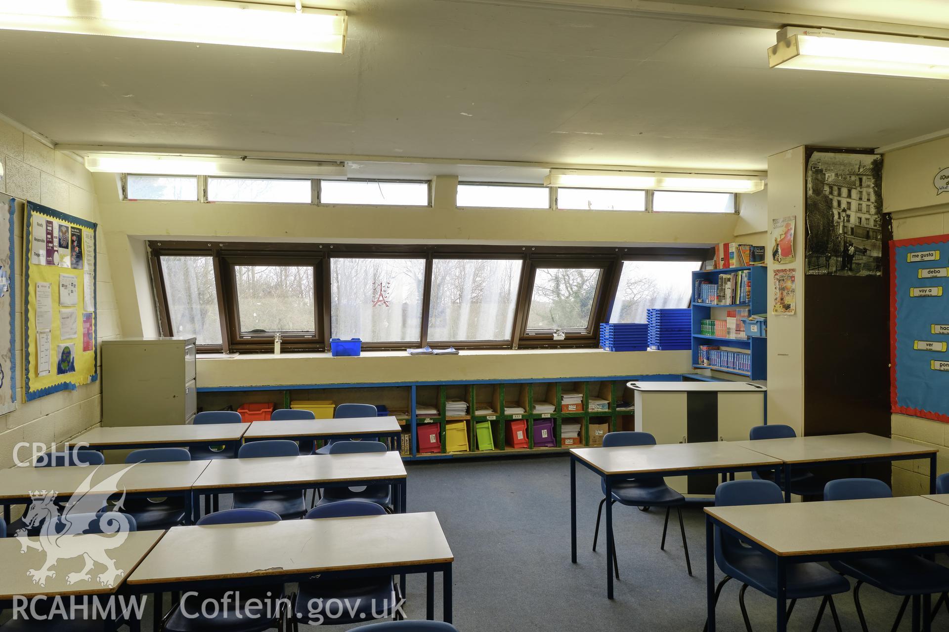 Colour photograph showing Argoed School - room 5 looking E.