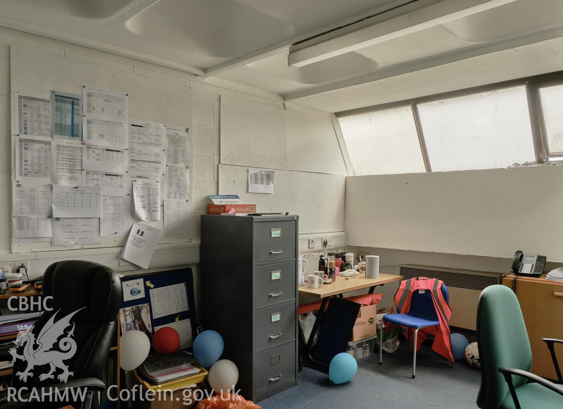 Colour photograph showing Argoed School - 1st floor, pastoral office looking NE.