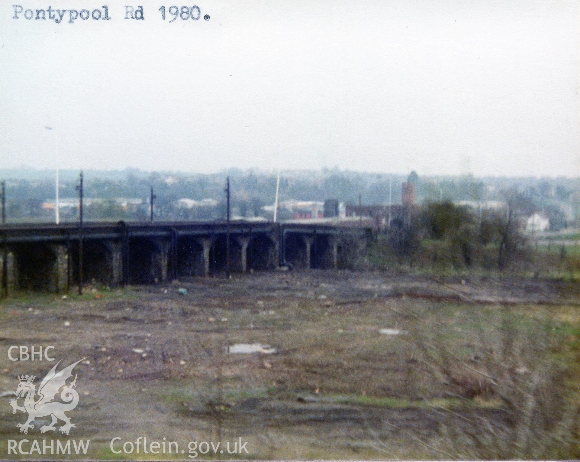 Digital photograph showing Pontypool Road sidings road bridge, dated 15 March 1980.