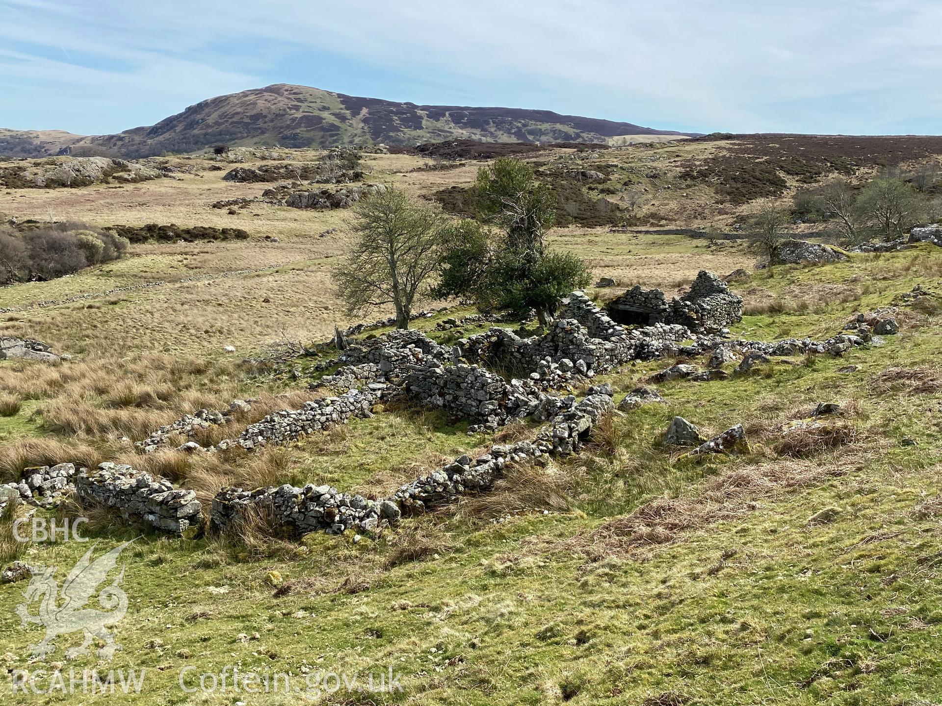 Digital colour photograph showing Maen Eira ruin, produced by Paul R Davis in 2021.