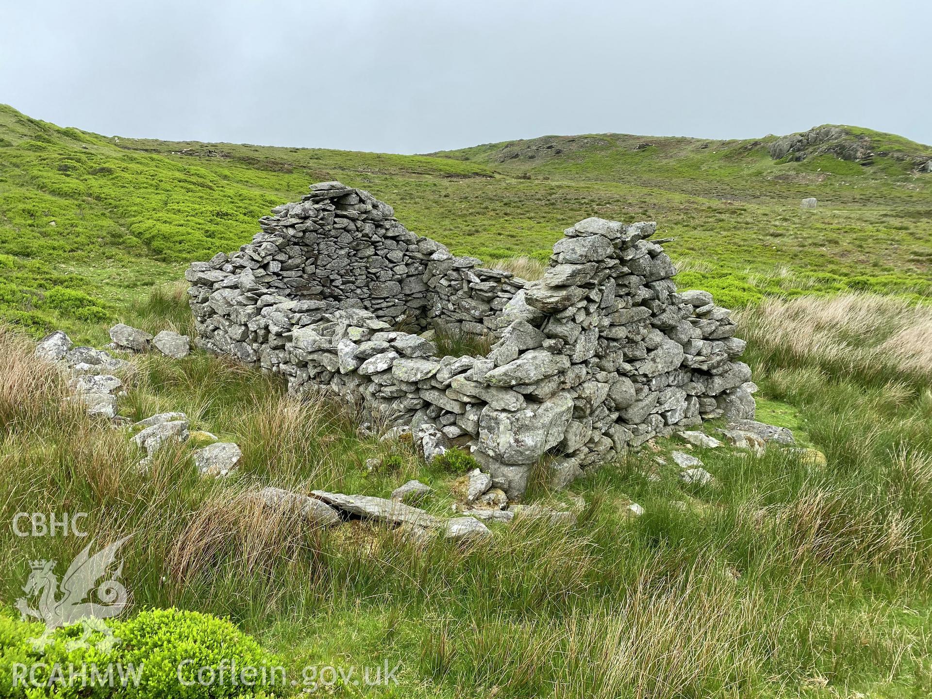 Digital colour photograph showing building near peat house at Ffriddlys, produced by Paul R Davis in 2021.