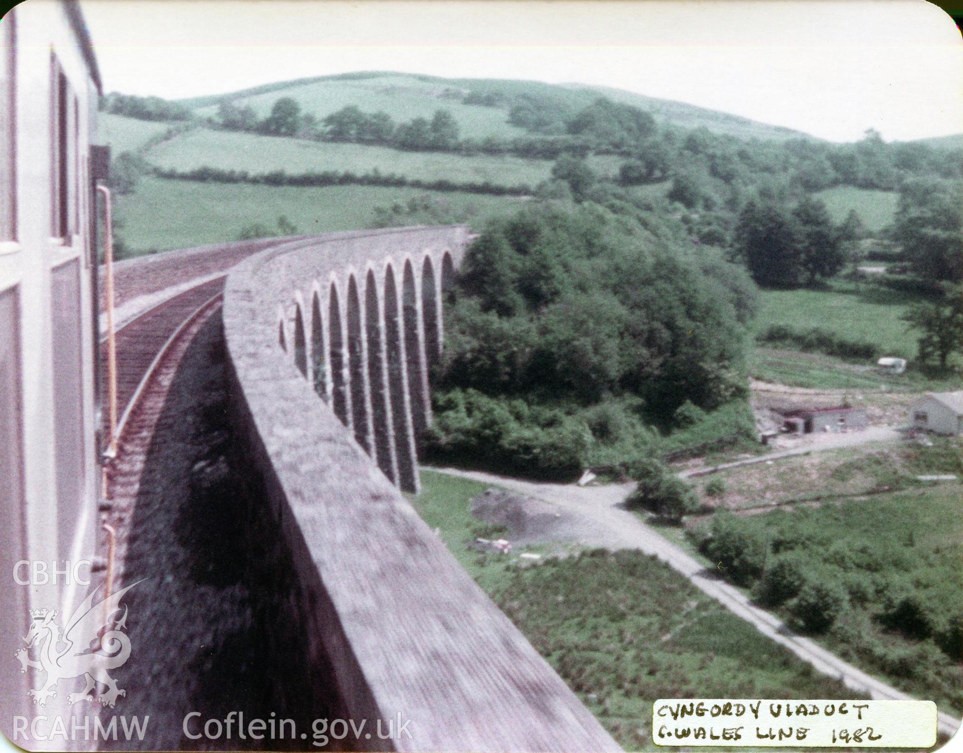 Digital photograph showing Cynhordy viaduct, dated 1982.