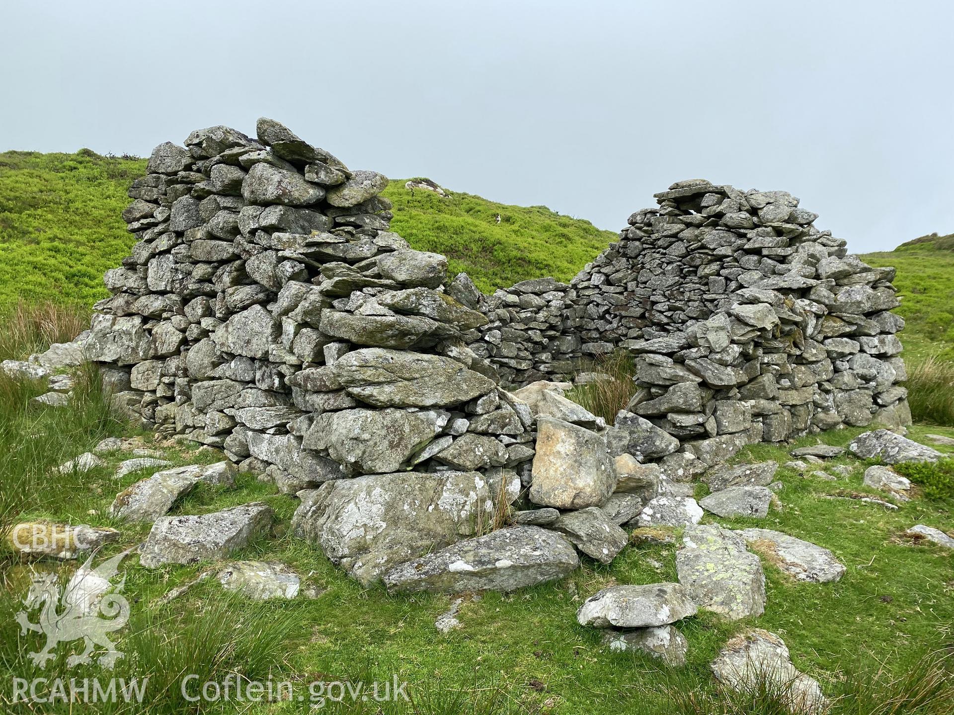 Digital colour photograph showing building near peat house at Ffriddlys, produced by Paul R Davis in 2021.