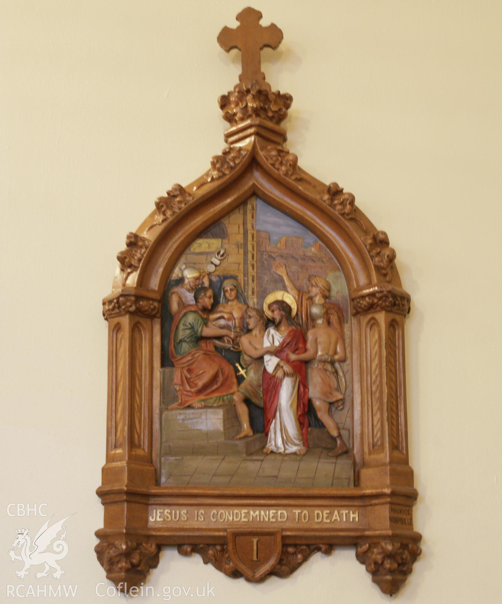 Digital colour photograph showing one of the Stations of the Cross at Sacred Heart and St Felix Catholic church, Blaenavon.