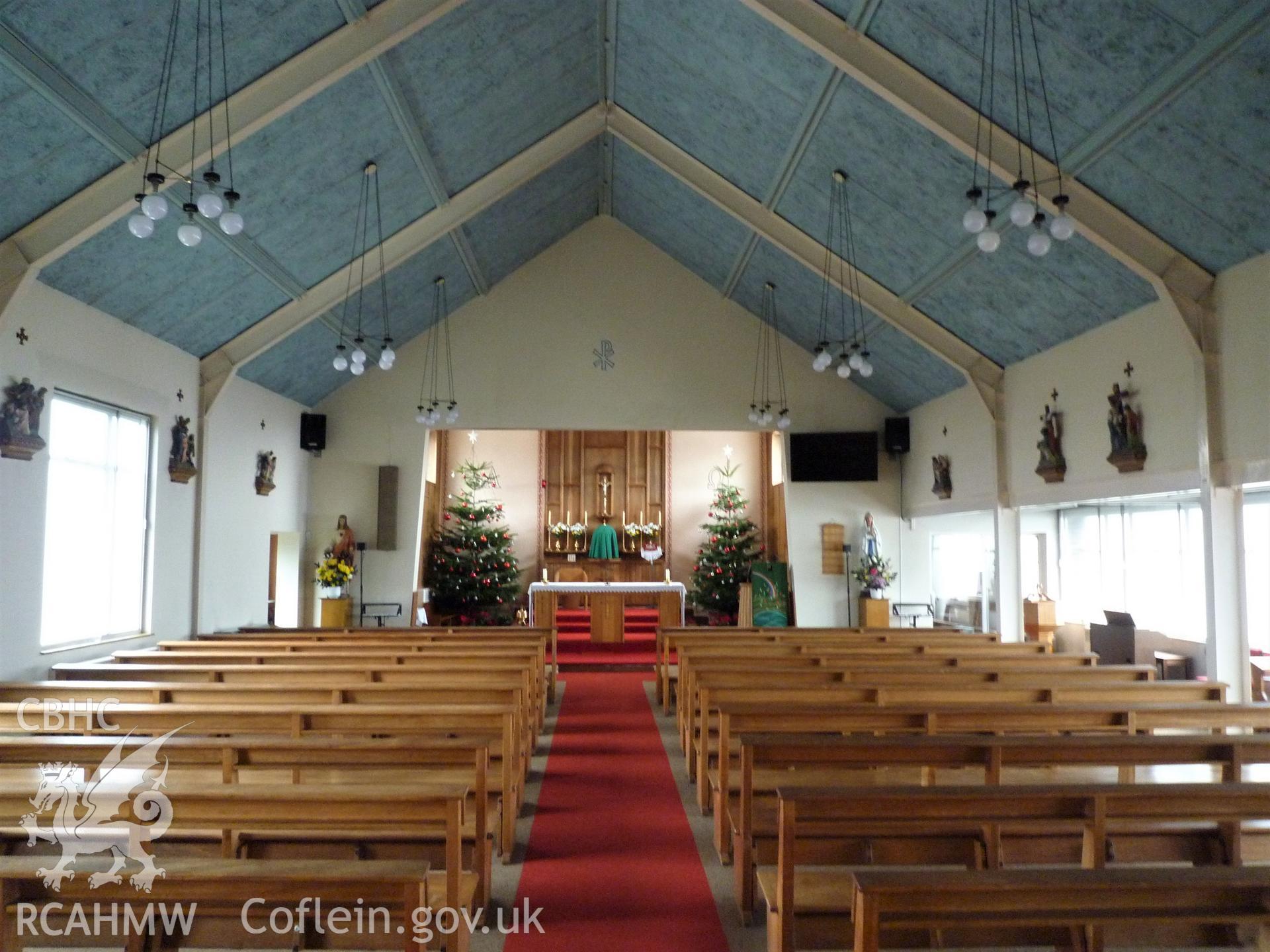 Digital colour photograph showing interior of Our Lady of Lourdes Catholic church, Gabalfa.