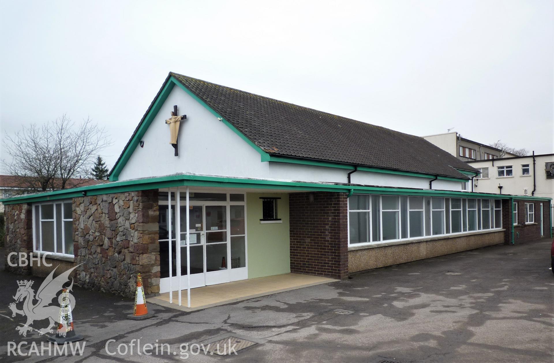 Digital colour photograph showing exterior of Our Lady of Lourdes Catholic church, Gabalfa.